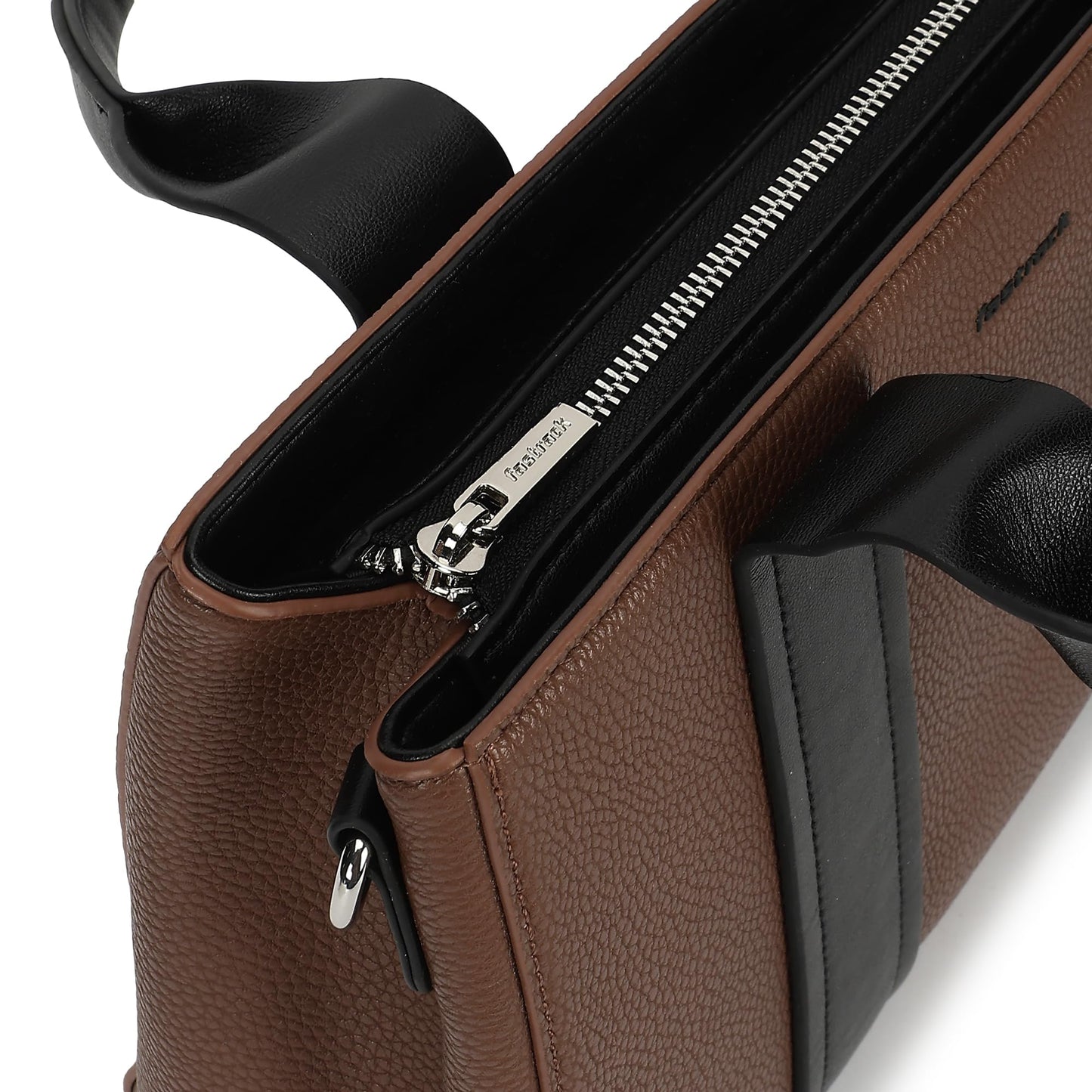 Fastrack Midnight Mocha Satchel | Women’s Pebbled Faux-Leather Satchel | Dual Compartments, Centre Zip Divider & dual carry option