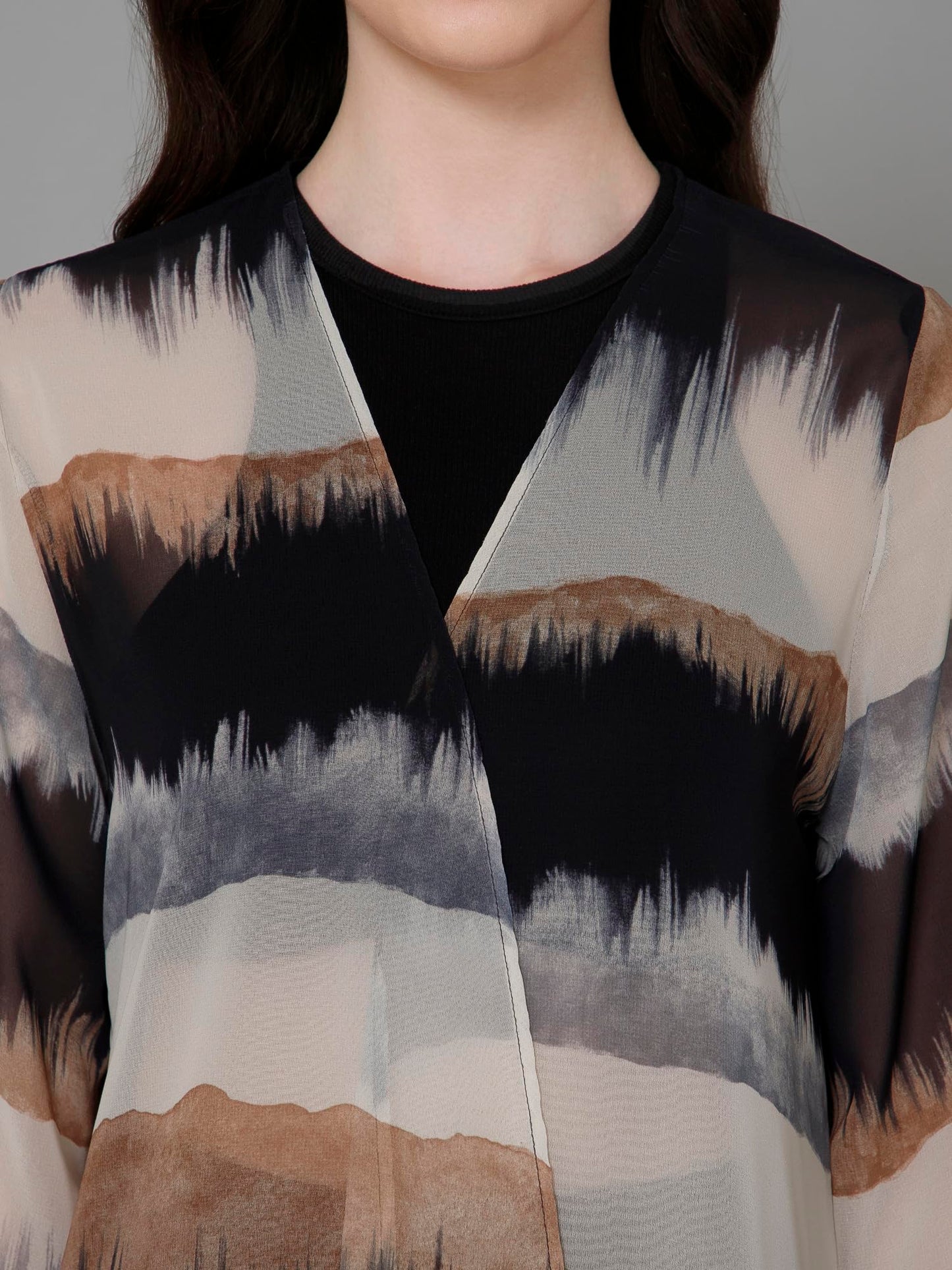 PURYS Polyester Women's Casual Kimono Shrug Multicolour, Shawl Collar