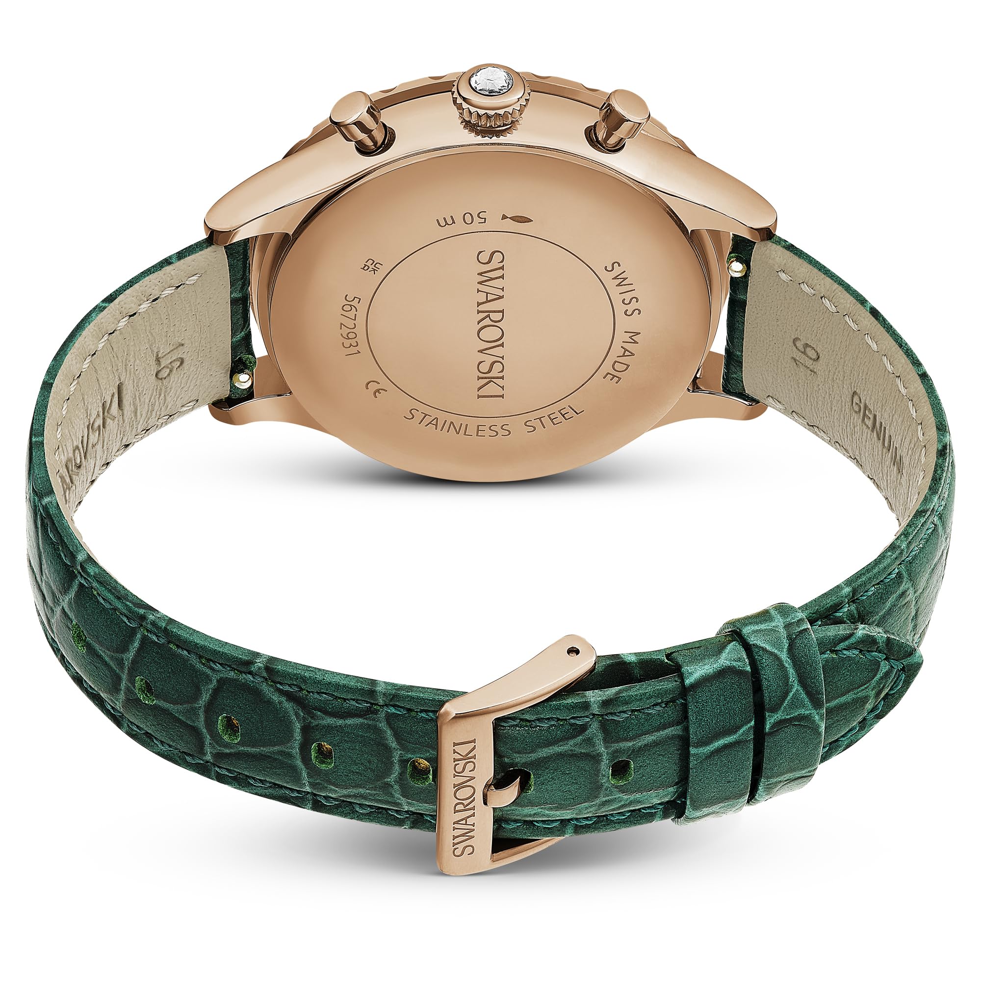 Swarovski Leather Analog Rose Gold Dial Women's Watch-5672931