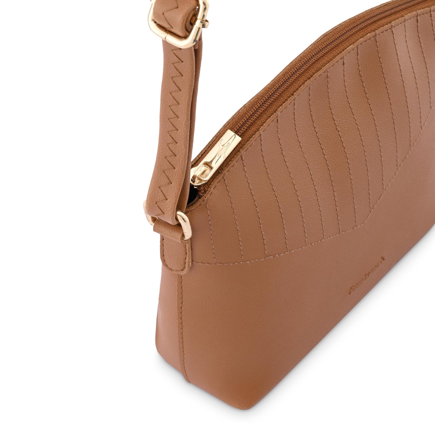 Fastrack Solid Sling Bag for Women, Girls and Ladies | Ladies Purse Handbag | with Adjustable Sling Straps and Zipper Closure Tan