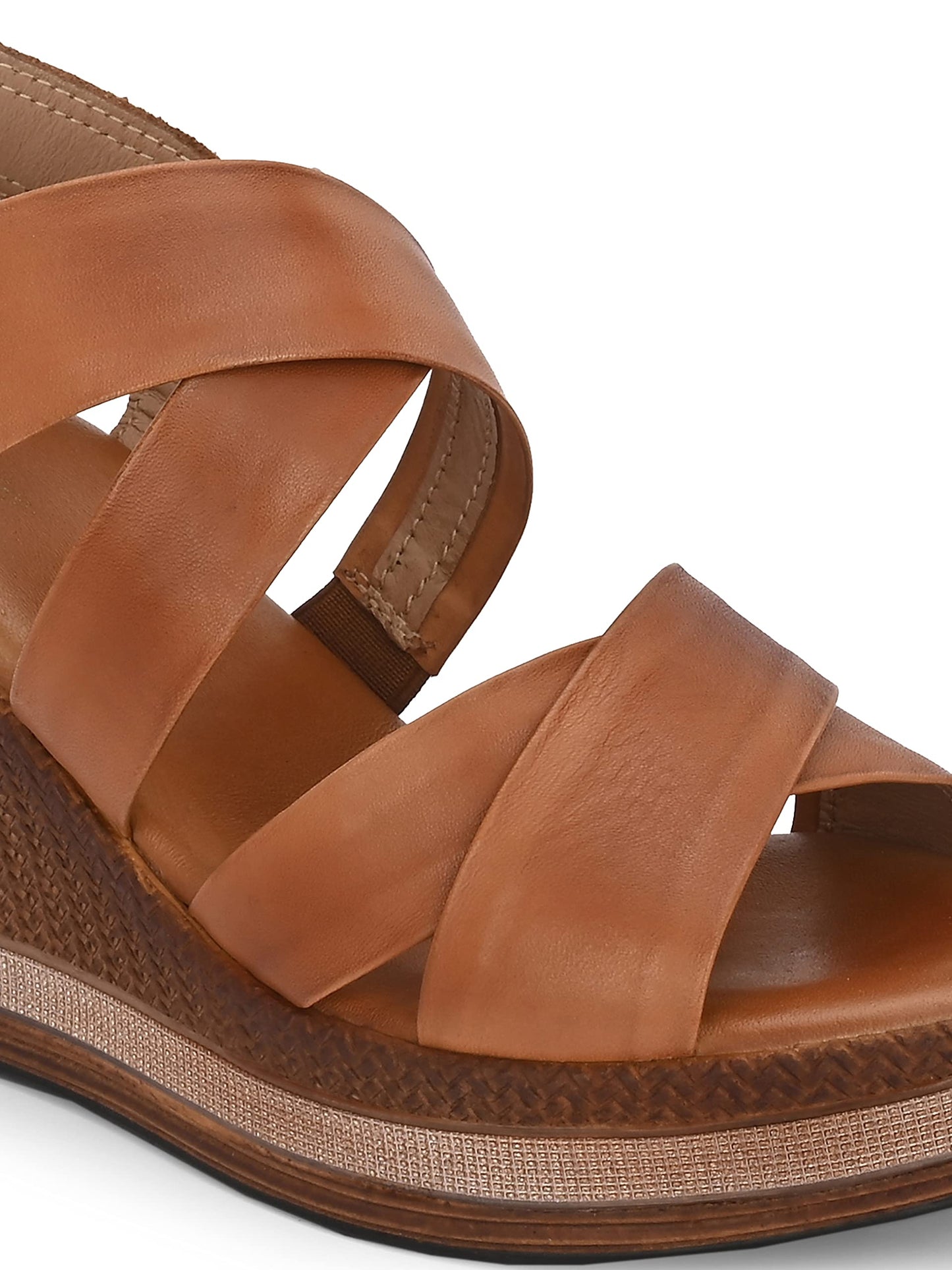 Delize Light Leather - Tan leather and multi coloured jute women cross strap Sandal,64252 41