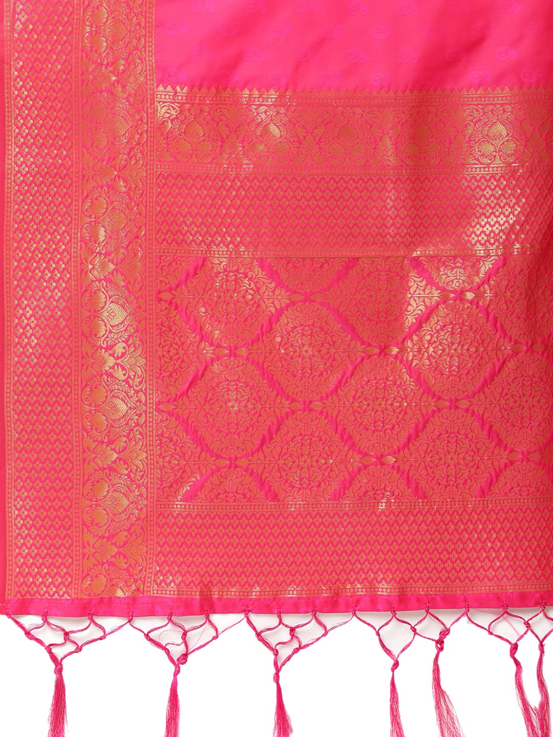 KARAGIRI Womens Banarasi Silk Pink Saree With Blouse Piece