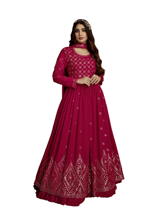 RUDRAPRAYAG Georgette Embroidered free Size Anarkali Gown For Women