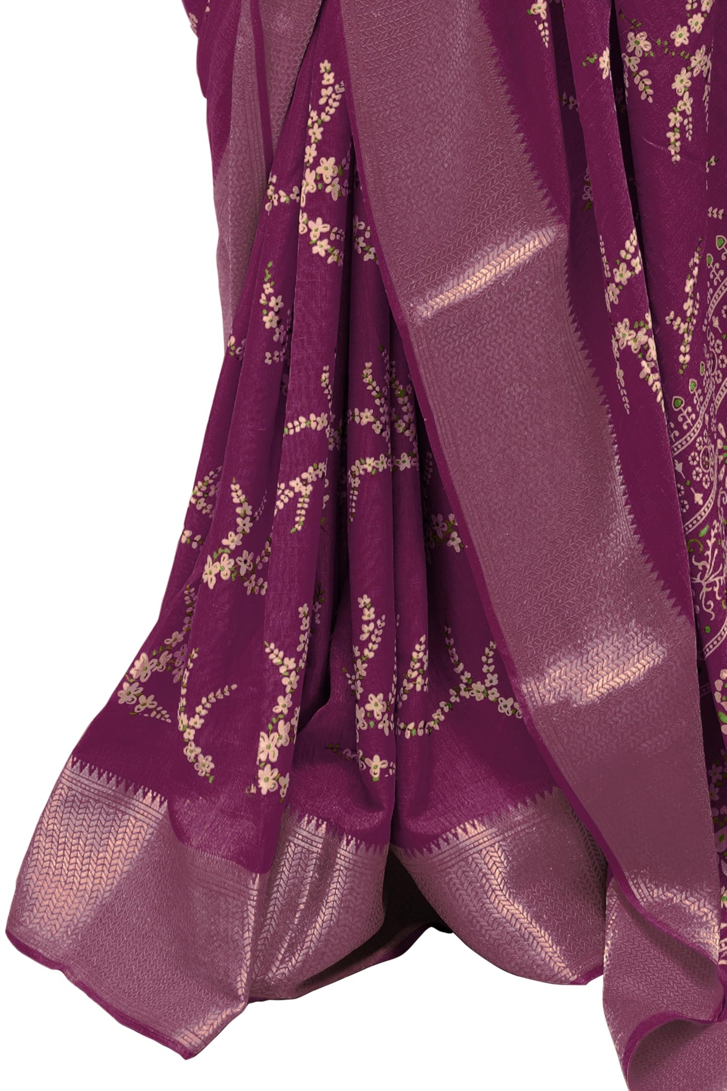MIRCHI FASHION Women's Cotton Silk Floral Printed Saree with Blouse Piece (50746 - Dark Magenta, Multicolor)