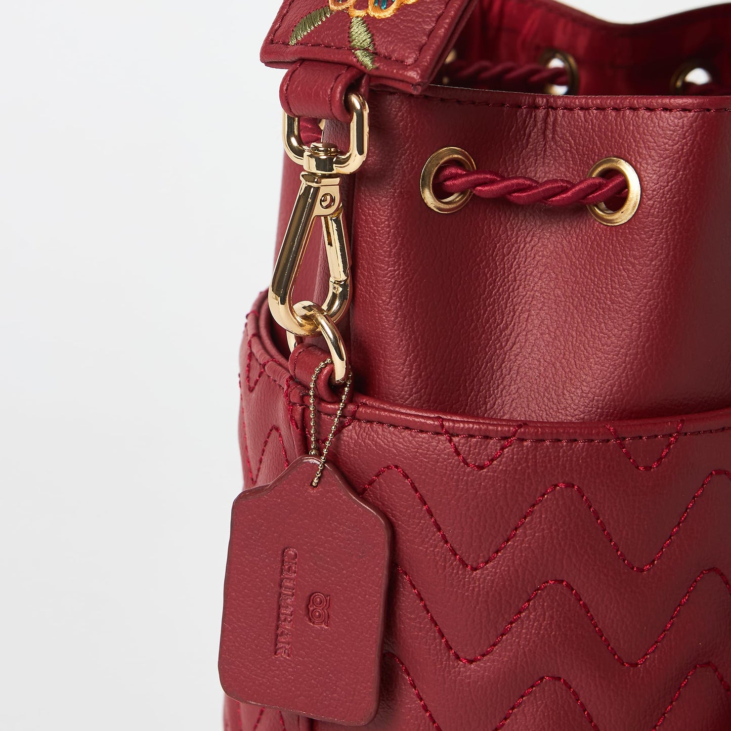 Chumbak Maroon Crossbody Sling Bag for Women, Drawstring Closure, Palace Memoirs Collection, Stylish Designer Handbag Purse Wallet Sling Tote, Everyday Casual Ethnic Travel Office Use