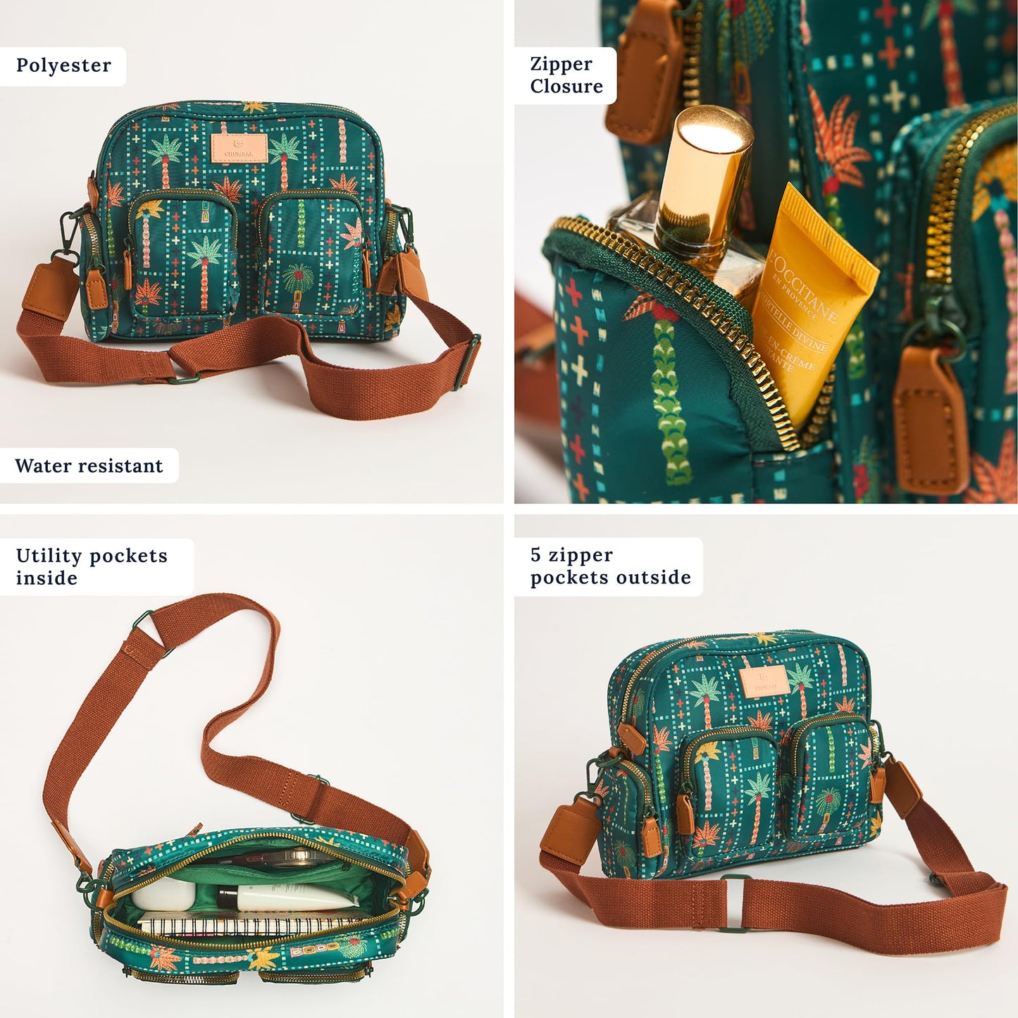 Chumbak Weekends Messenger Bag - Palms, Digital Nomad, Sling Bag for Women and Girls, Stylish Crossbody Purse Bag, Adjustable Strap, Mini Makeup Pouch