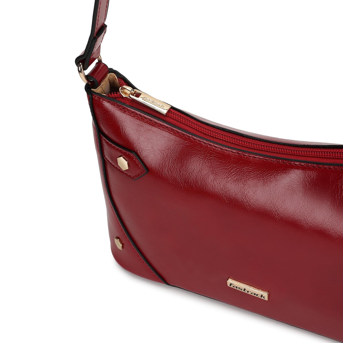 Fastrack Women's Stud Detail Shoulder Bag with Top Zip Closure | Trendy Stitching and Metal Stud Accents, Inner Zip and Slip Pockets | Comfortable Shoulder Strap | Trendy Women's Handbags