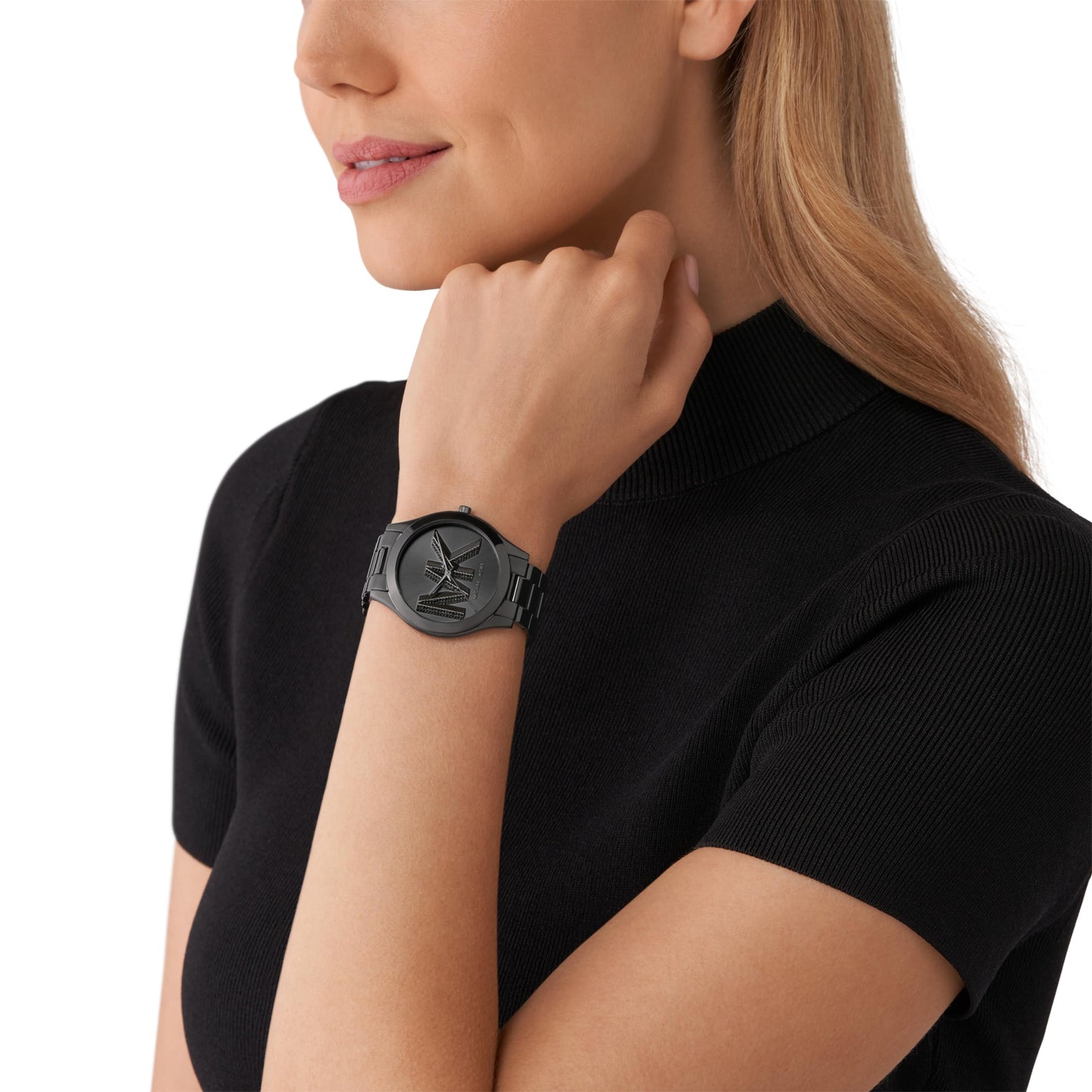 Michael Kors Stainless Steel Analog Black Dial Women Watch-Mk4734, Black Band