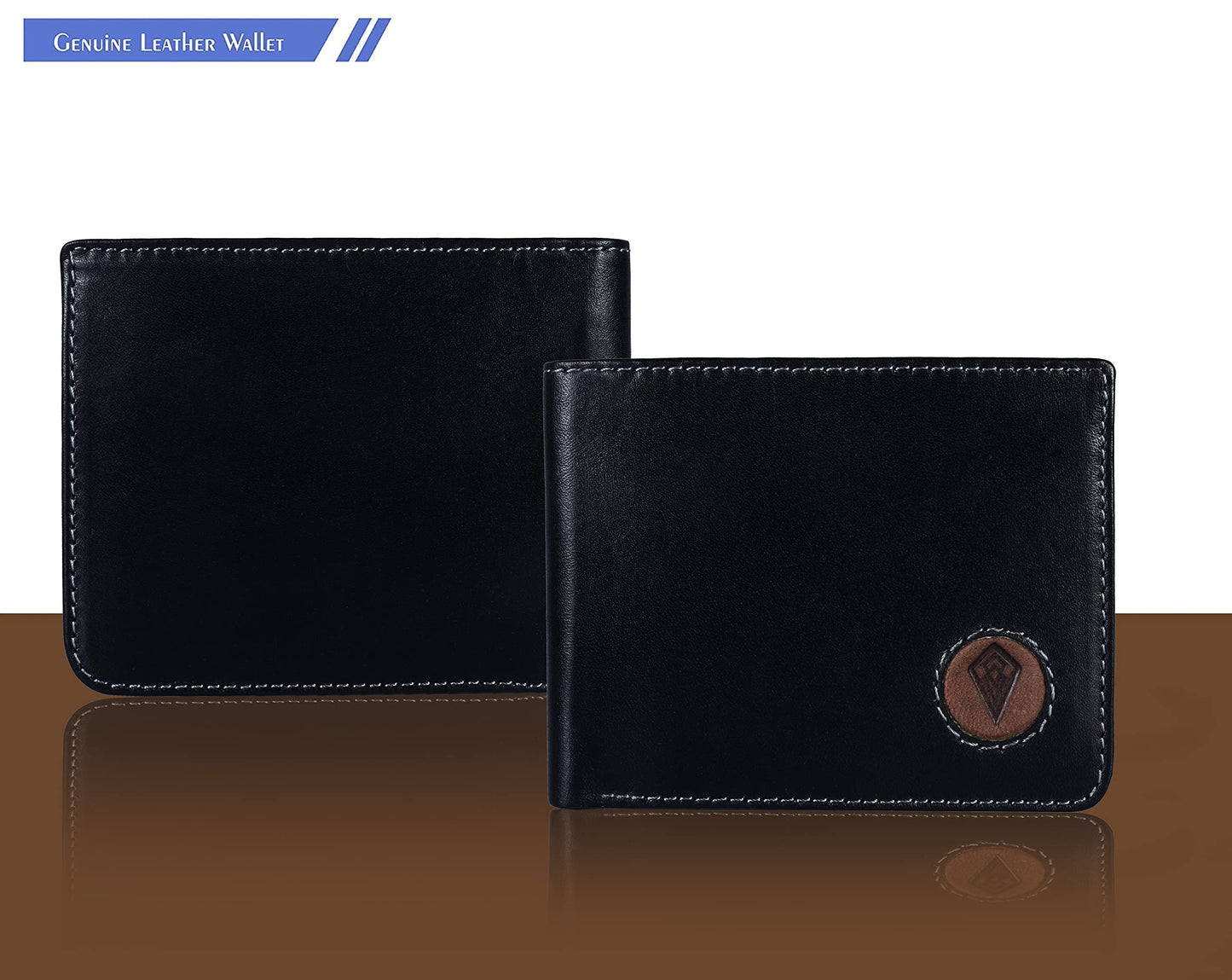IMPERIOUS - THE ROYAL WAY Imperious Men's Genuine Leather Bi-Fold Rfid Wallet (Black)