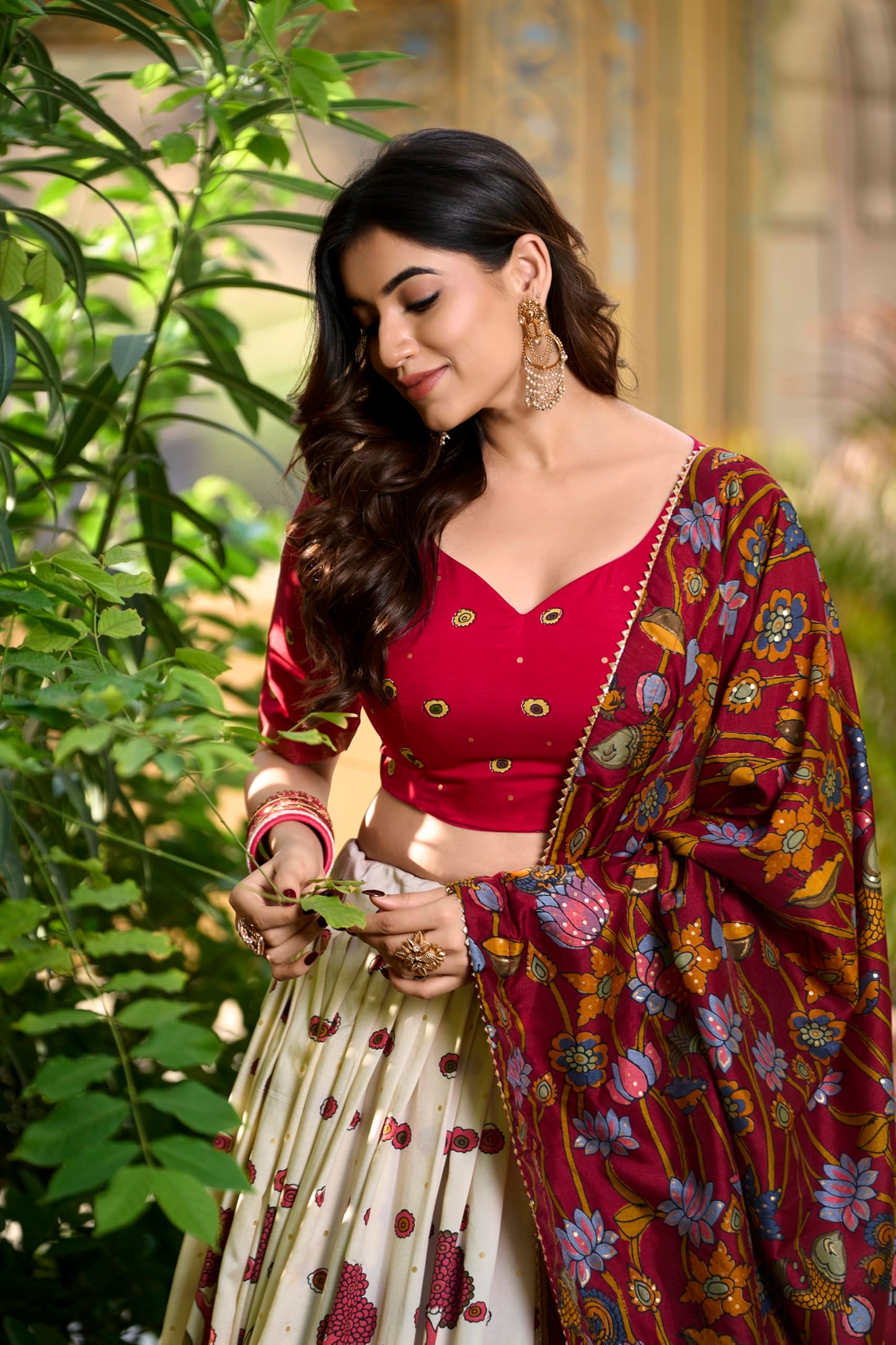 LooknBook Art Women Silk Unstitched Lehenga Choli (ARD1219OWT_Off White_Free Size)