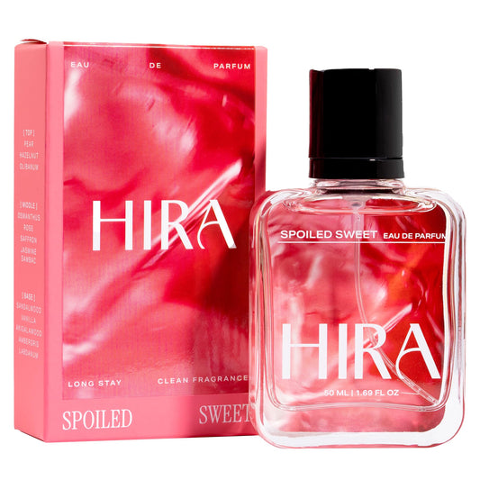 HIRA Spoiled Sweet Perfume for Women | Perfume for Women Long Lasting Smell | Best Women Perfume with Pear, Hazelnut & Vanilla Notes | Sweet & Fruity Everyday Fragrance | 50ml Eau De Parfum for Women