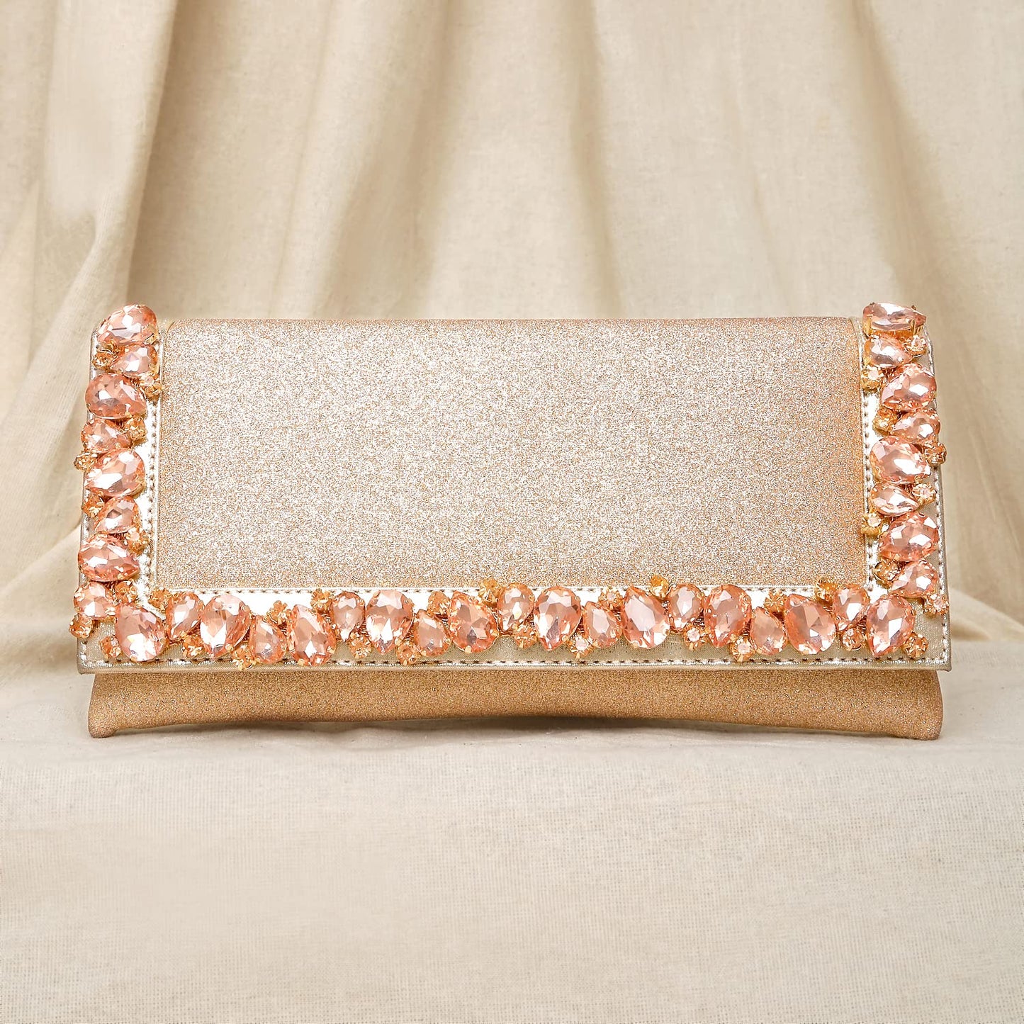 Peora Clutch Golden Purses For Women Wedding Handmade Evening Handbags Party Bridal Clutch (C37C)