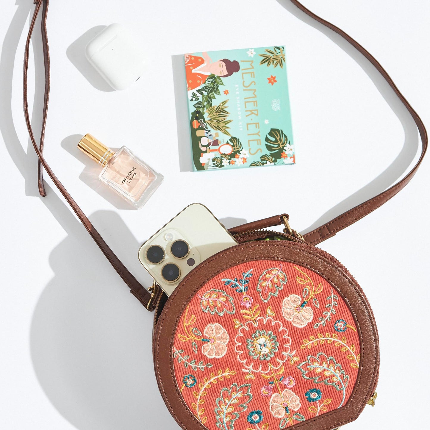 Chumbak Batik Bloom Embroidered Sling|Red