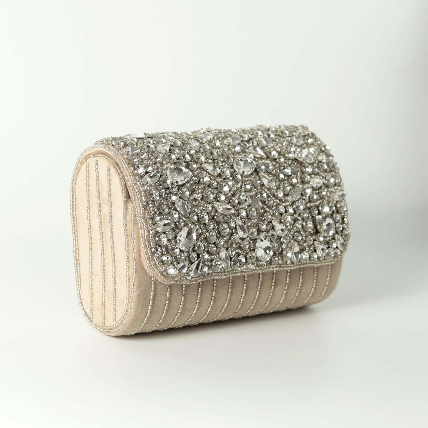 THE TAN CLAN Grace Beige Flap Over Clutch Bag for Women– Elegant Evening Handbag, Stylish Purse, Perfect for Parties, and Special Occasions