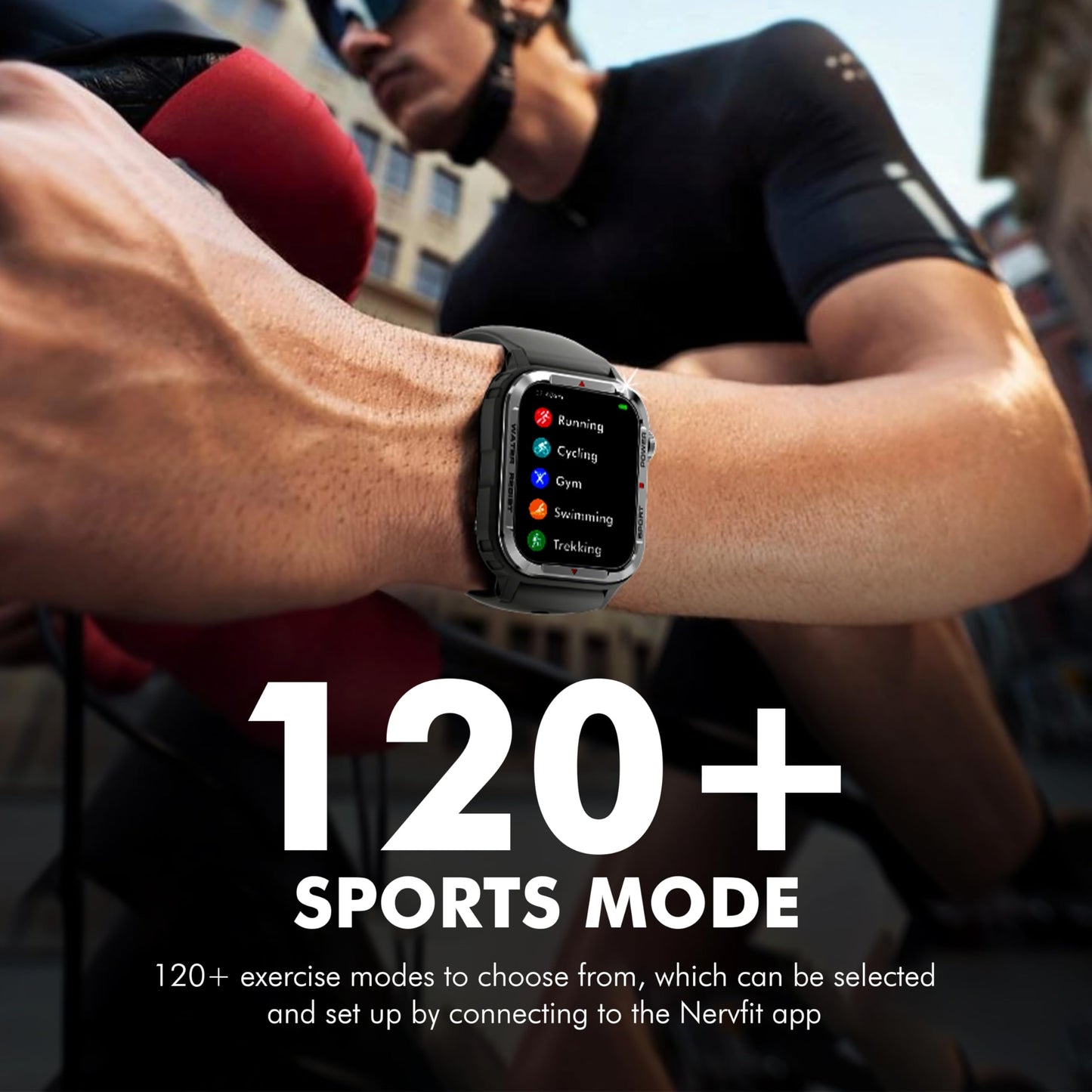 Nervfit Newly Launched Phoenix Smartwatch 1.85" NervX OLED Display, Bluetooth Calling, IP67 Waterproof, Fitness & Health Tracker with Heart Rate, SpO2, Stress & Sleep Monitoring (Midnight Black)