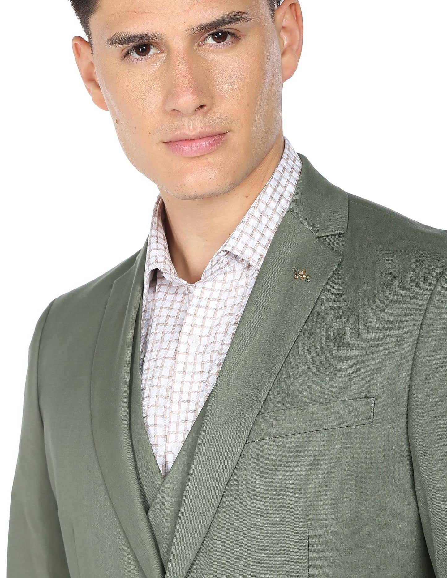 Arrow Men Green Tailored Regular Fit Three Piece Suit