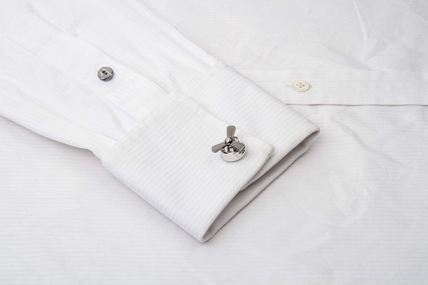 Knighthood Aeroplane Propeller Cufflinks for Men (Silver & Gun Metal)