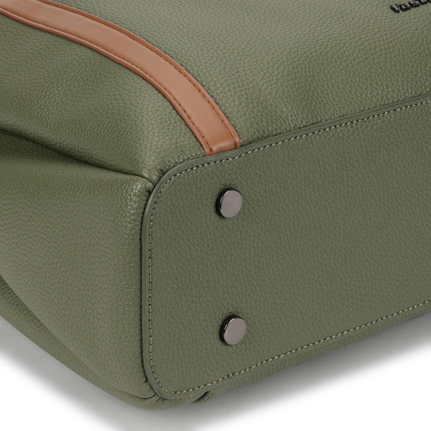 Metro Carry Laptop Tote | Faux-Leather Women's Handbag | Olive with Tan Details | 14" Laptop Compatible | Dual Carry Options | Pebbled Texture