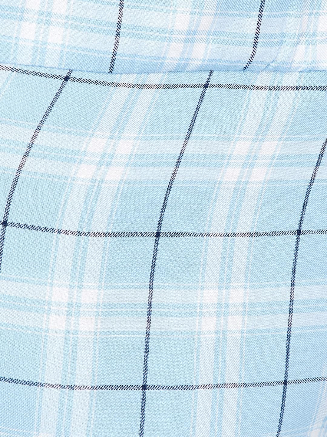 Max Women Plus Size Viscose Tartan Checked Yarn Dyed Shirt (DIZZY1DP_Light Blue)