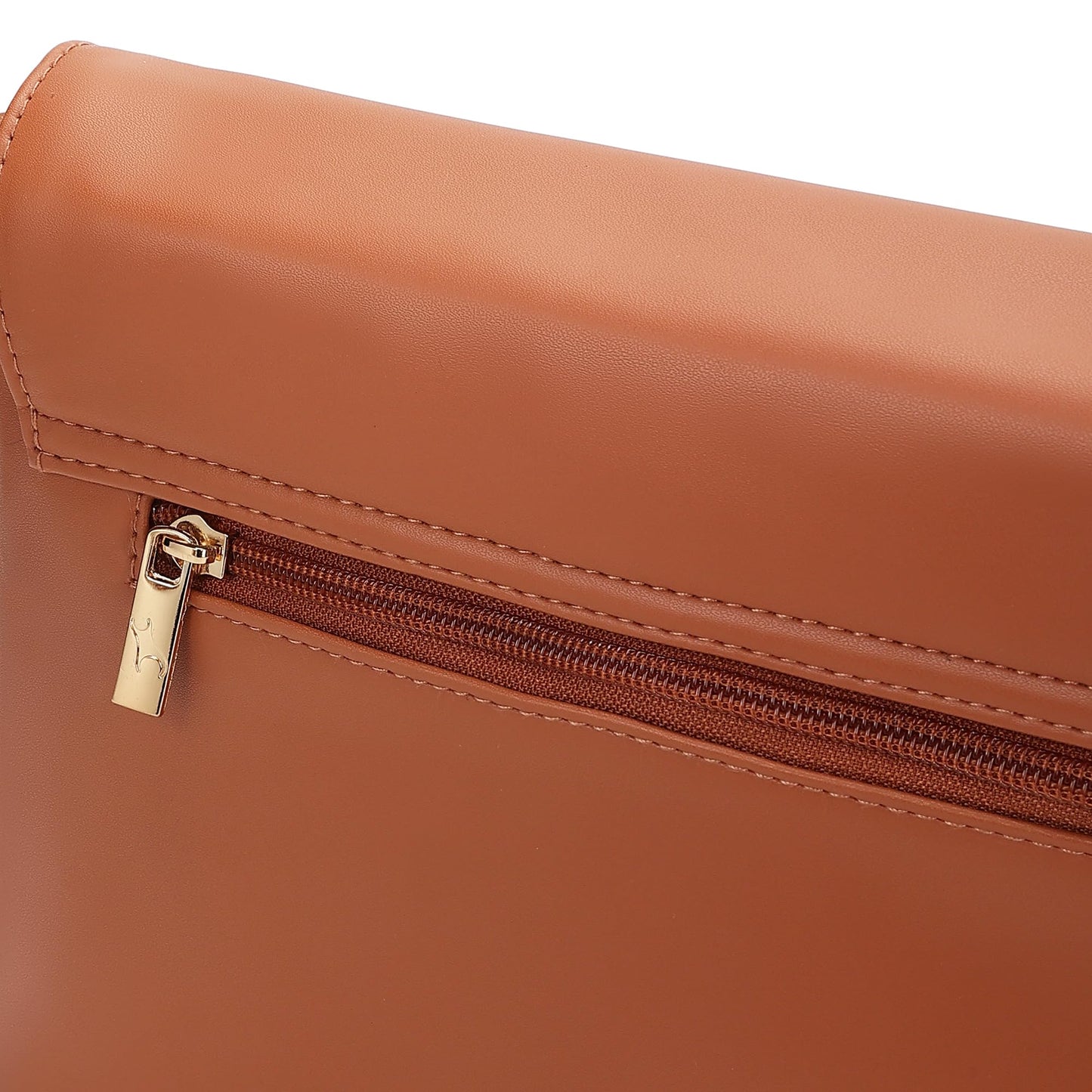 Fastrack Women's Flap Closure Sling Bag | Magnetic Button Lock, Adjustable Sling, Inner Zip and Slip Pockets | Stylish Everyday Bag | Sling Bag for Casual Carry, Tan