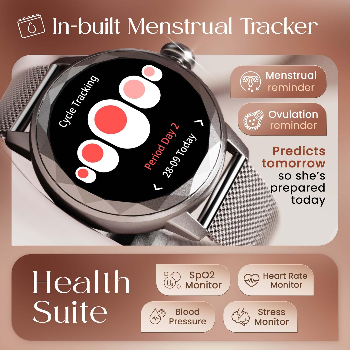 GOBOULT Newly Launched Alora Smart Watch 1.19'' AMOLED Display, BT Calling, Rotating Bezel, 150+Watchfaces, 800 Nits Brightness, AI Voice Assistant, SpO2 Monitoring, 120+ Sports Mode (Silver)