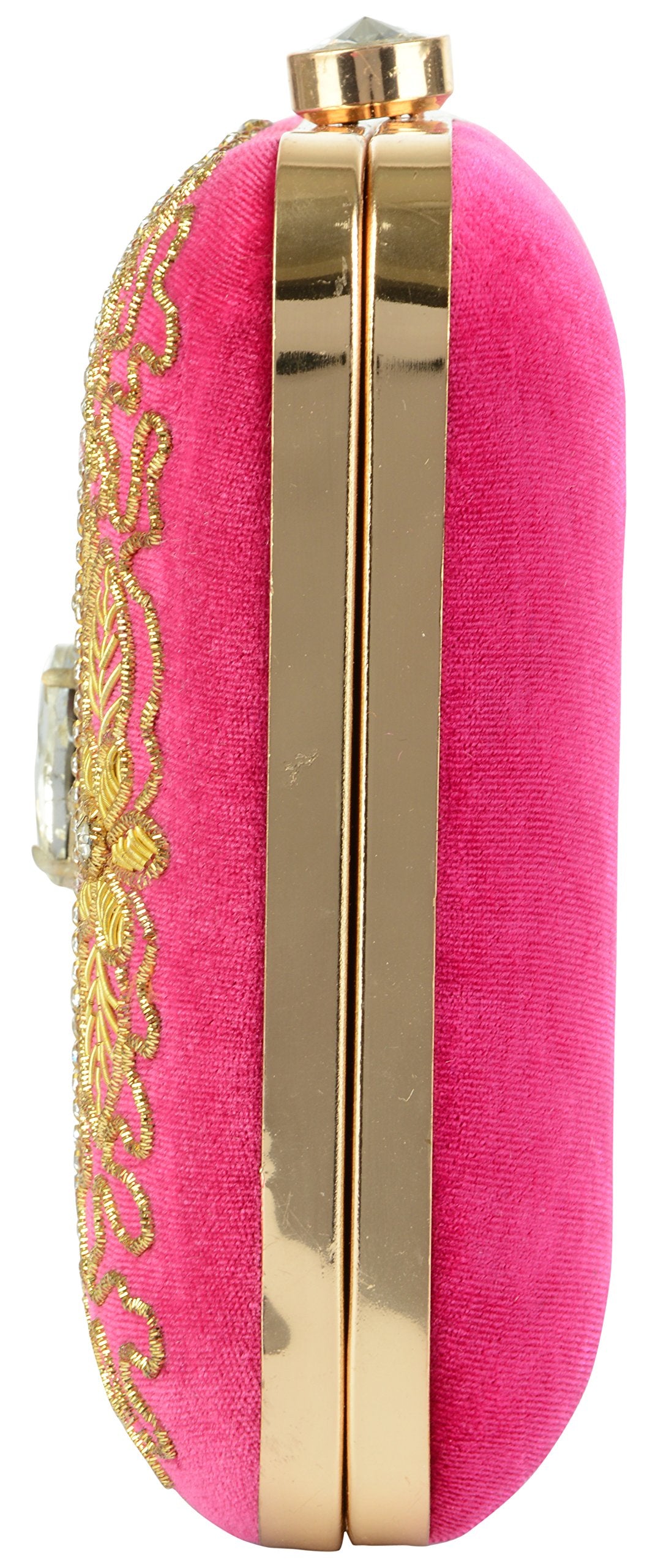 TOOBA Women's Oval Stone Square Box Clutch (Hot Pink, rani oval stone 6x6)