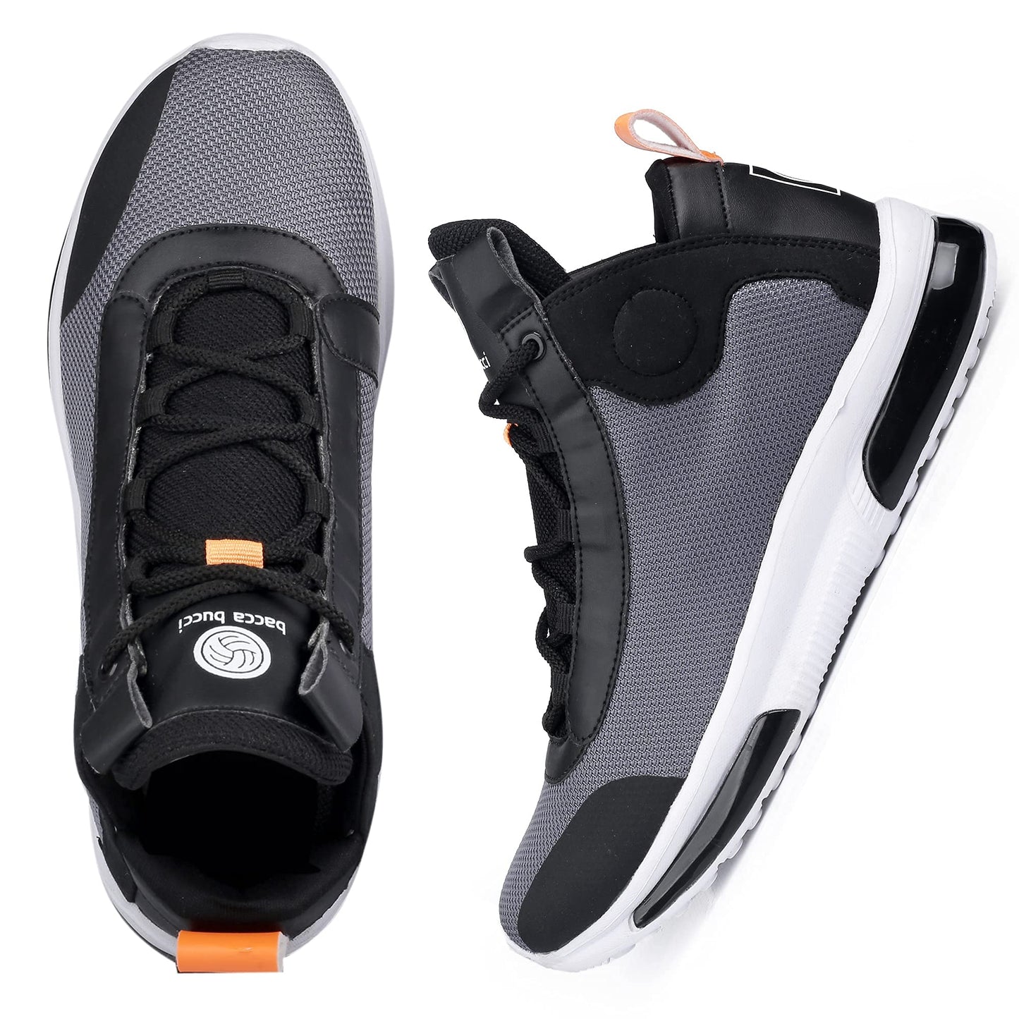 Bacca Bucci® Superstar Men Fashion Hi Top Sneakers/Street Wear with Dual Air Cushion Rubber Outsole for Swag, Travel, Parties, Dancing, Dating, Streets & Fun - Grey, Size UK6
