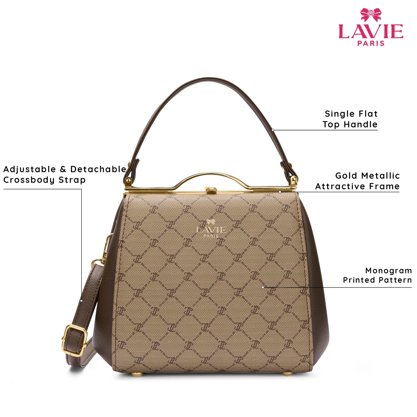 LAVIE PARIS Women's Joff Frame Satchel Bag | Satchel Handbag for Work | Ladies Purse | Stylish Shoulder Bag | Gift for Women