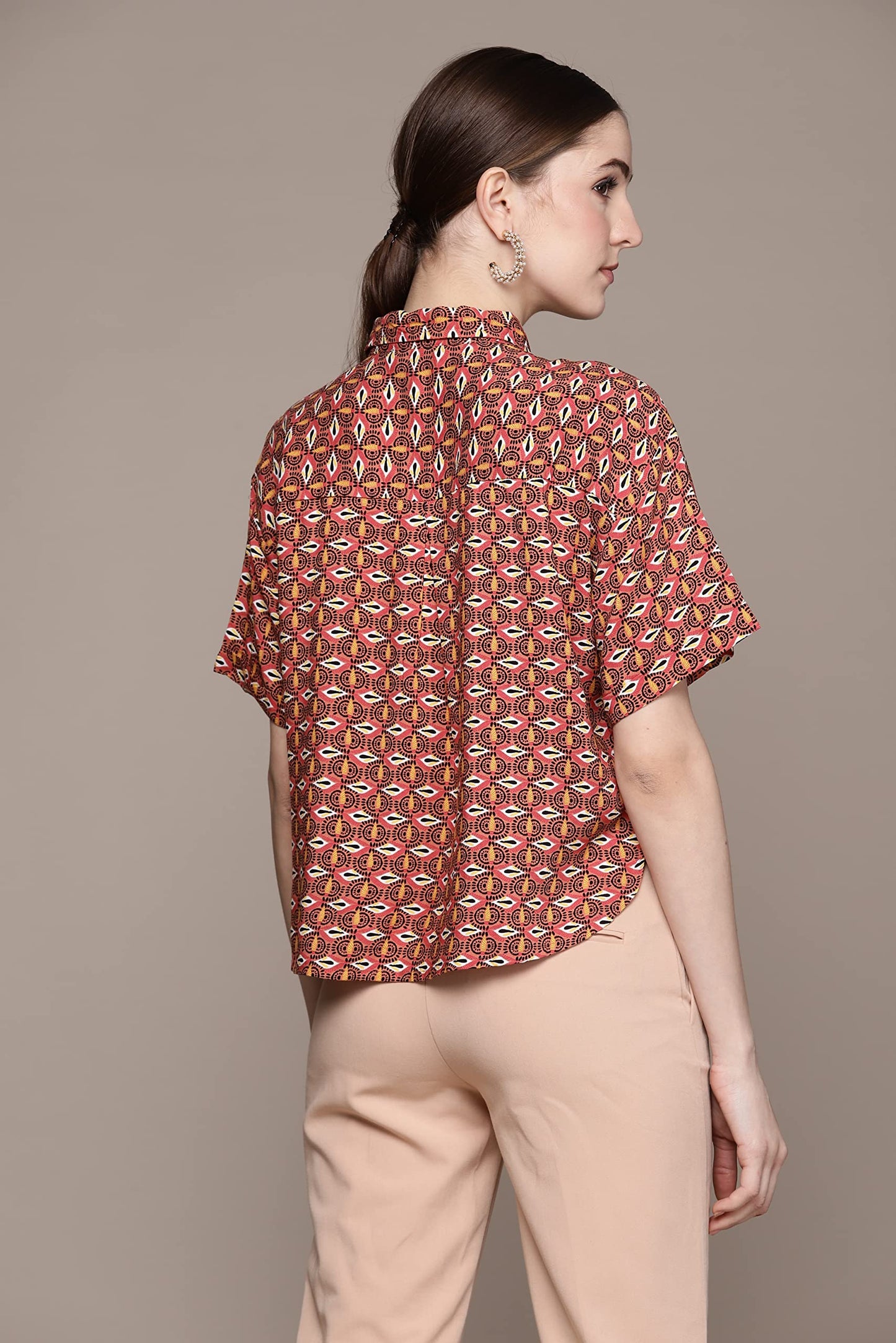 Label RITU KUMAR Peach Geometric Shirt