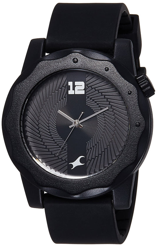 Fastrack Quartz Analog Black Dial Black Silicone Strap Unisex Watch - NT38022PP03