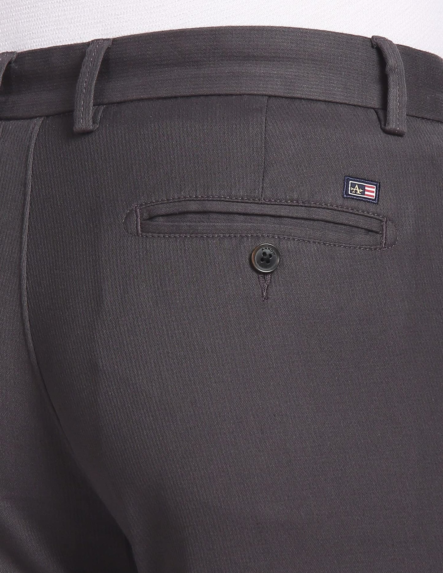 Arrow Sports Men's Solid Mid Rise Slim Fit Acrylic Casual Trouser Medium Grey