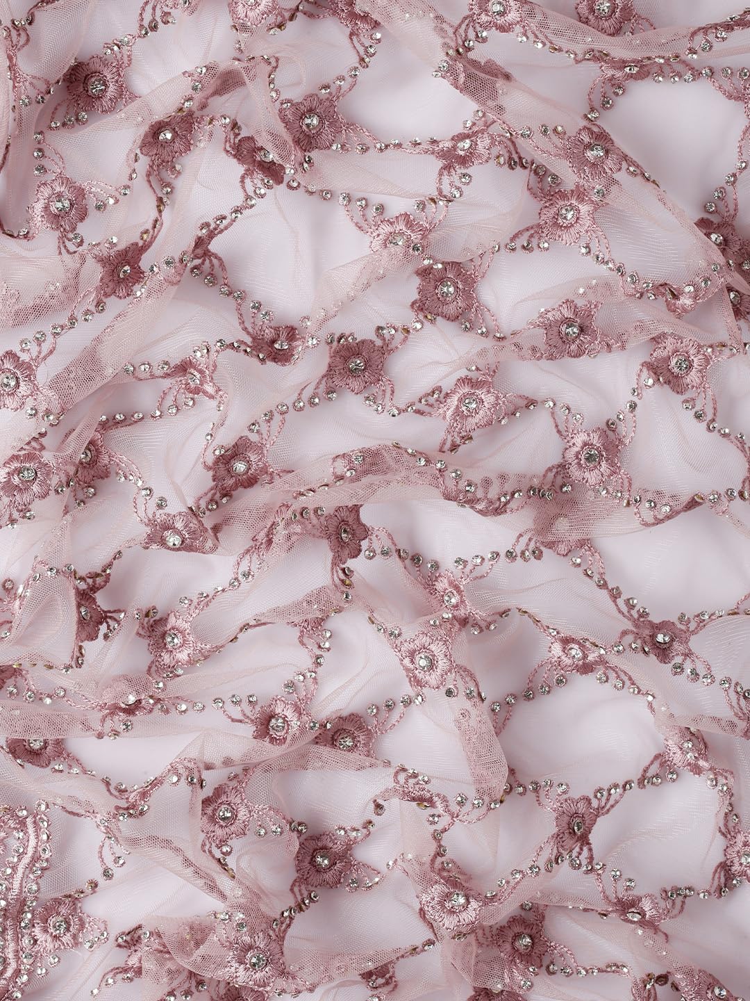 MOHEY Purple Net Embroidery|Stone Work Saree for Women