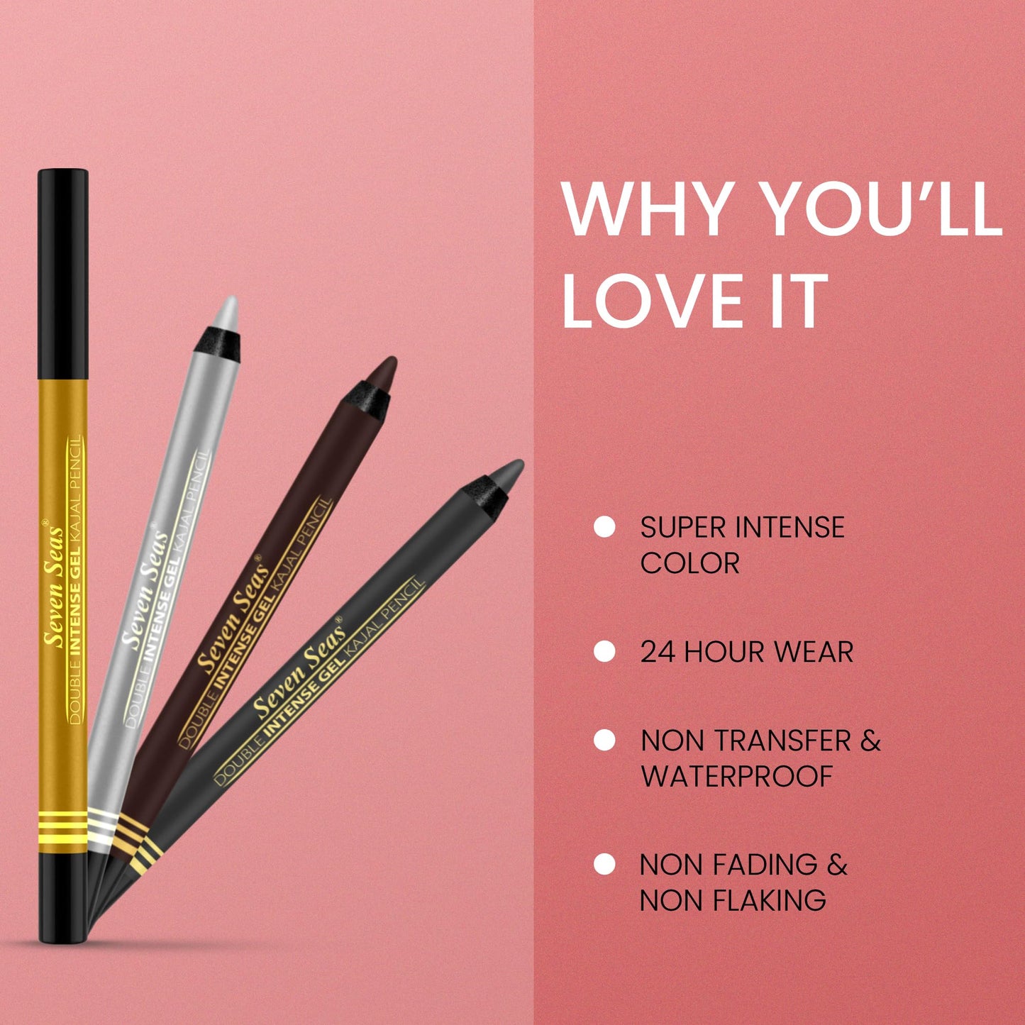 Seven Seas Longwear Matte Eye Pencil | 12 Hr Long Stay | Smooth One Stroke Application | Intense Color Pay Off | Soft Blendable Formula | Smudge Proof | Water Proof (Brown)