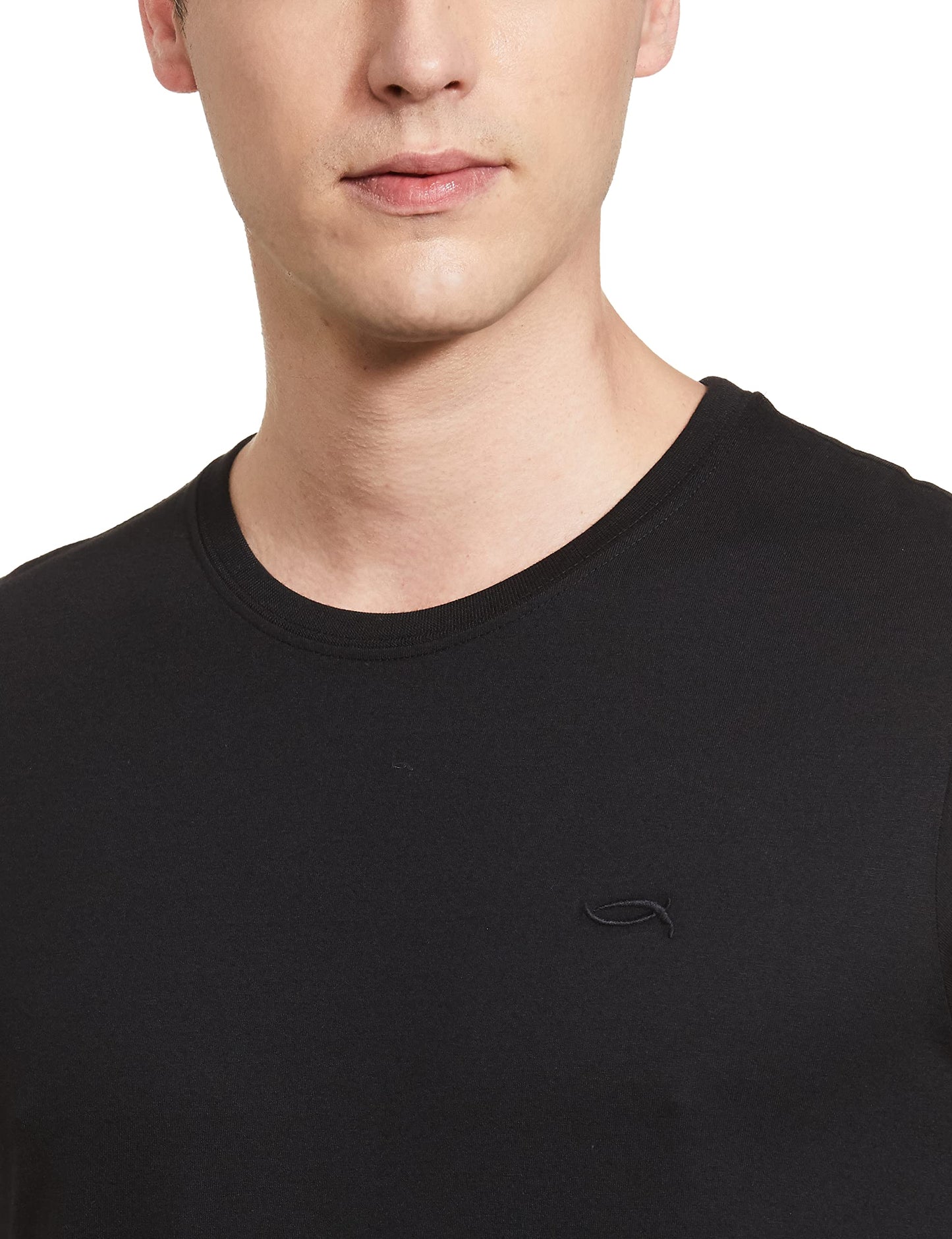 Max Men's Half Sleeves Regular Fit Crew Neck Solid Lounge T-Shirt (Black_M)