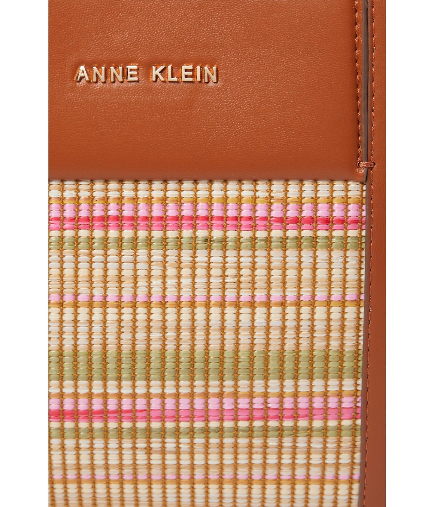 Anne Klein Texturized Canvas Mini Tote, Stripe Multi/Saddle, Stripe Multi / Saddle, One Size