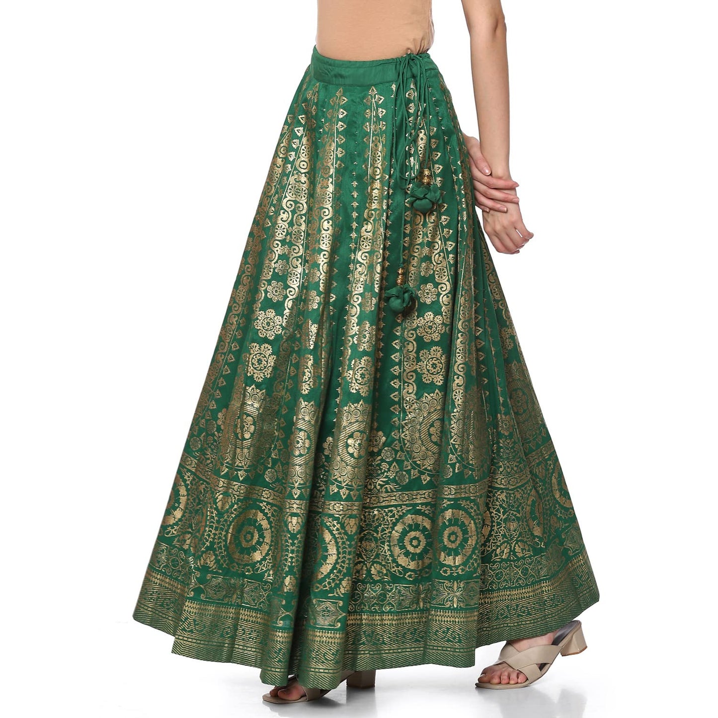 BIBA Women Printed Flared Mix and Match(SKIRTS/T18595_Green_L)