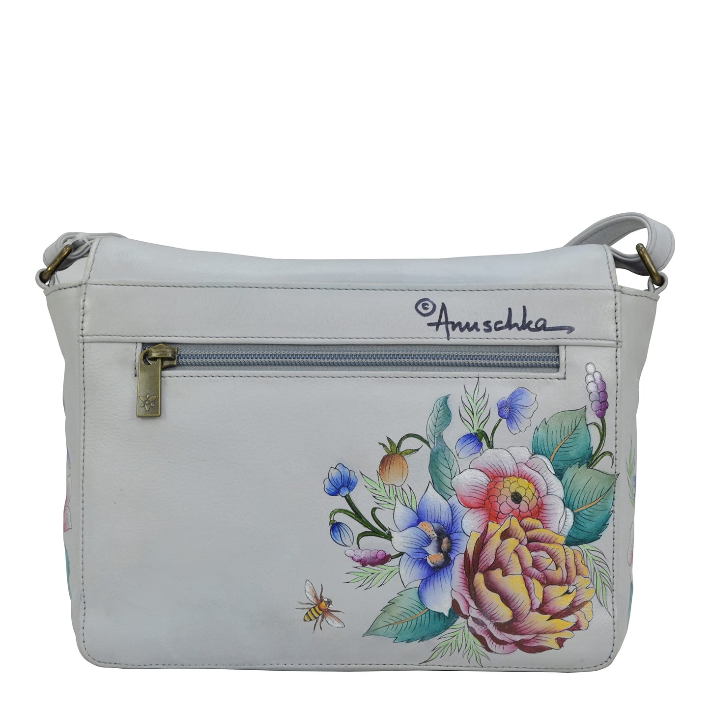 Anuschka Women’s Hand-Painted Genuine Leather Flap Crossbody - Floral Charm