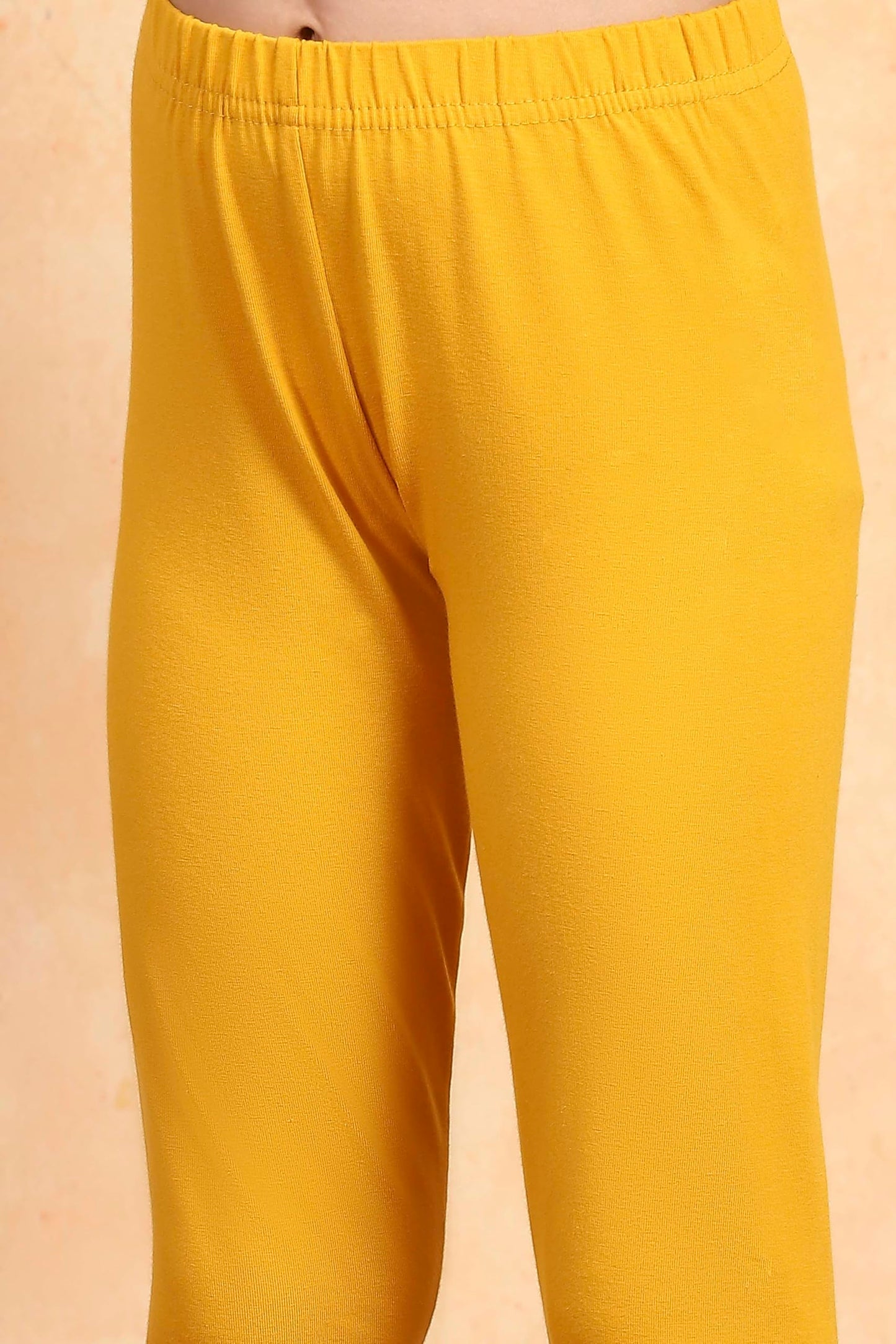 Biba Girl's Yellow Cotton Tiered Solid Suit Set