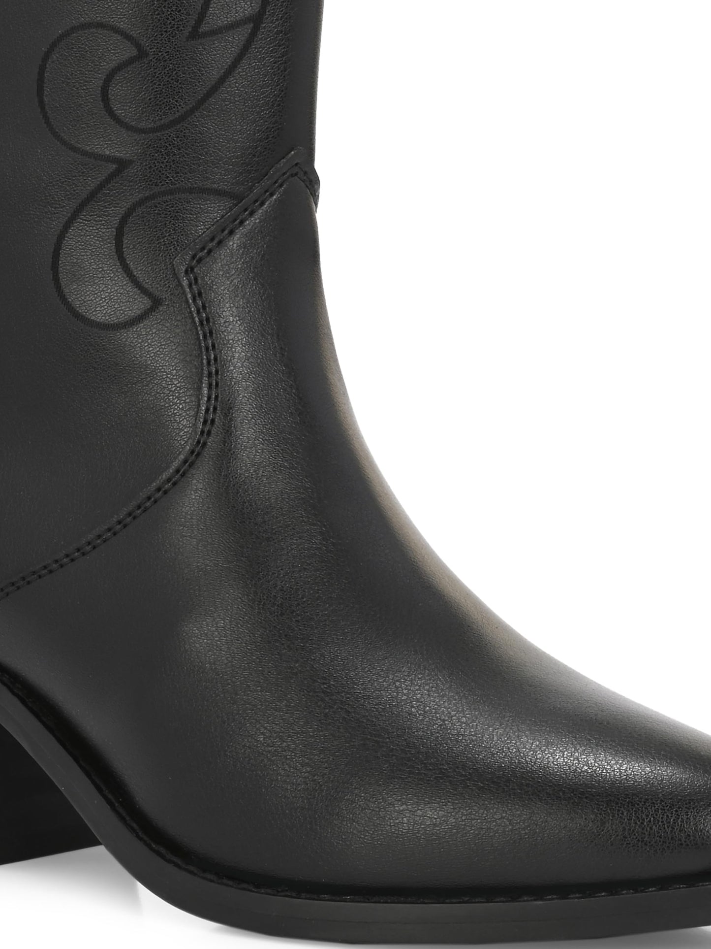 Delize Black Women Knee ankle boots with track outsole 64663-40