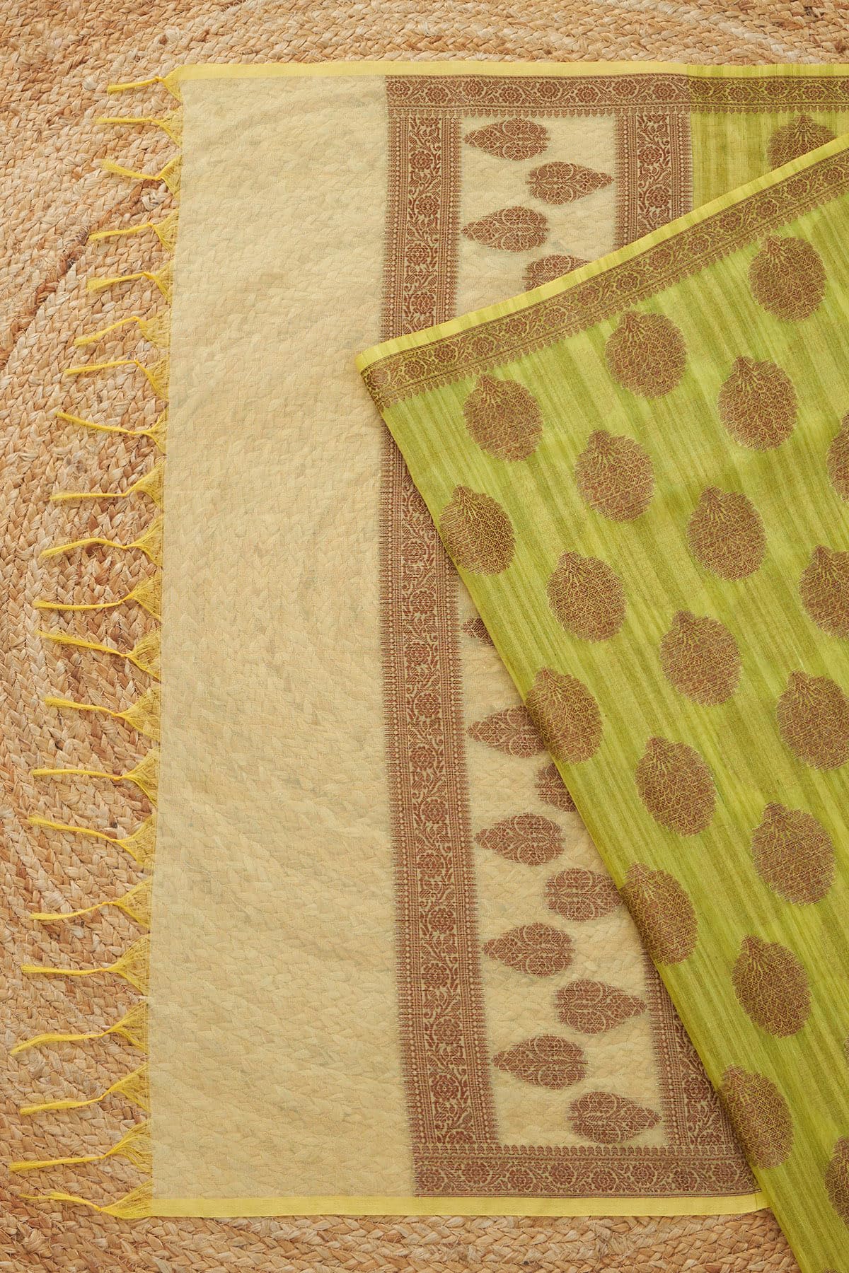 Soch Womens Light Green Chanderi Woven Design Dupatta With Zari Woven