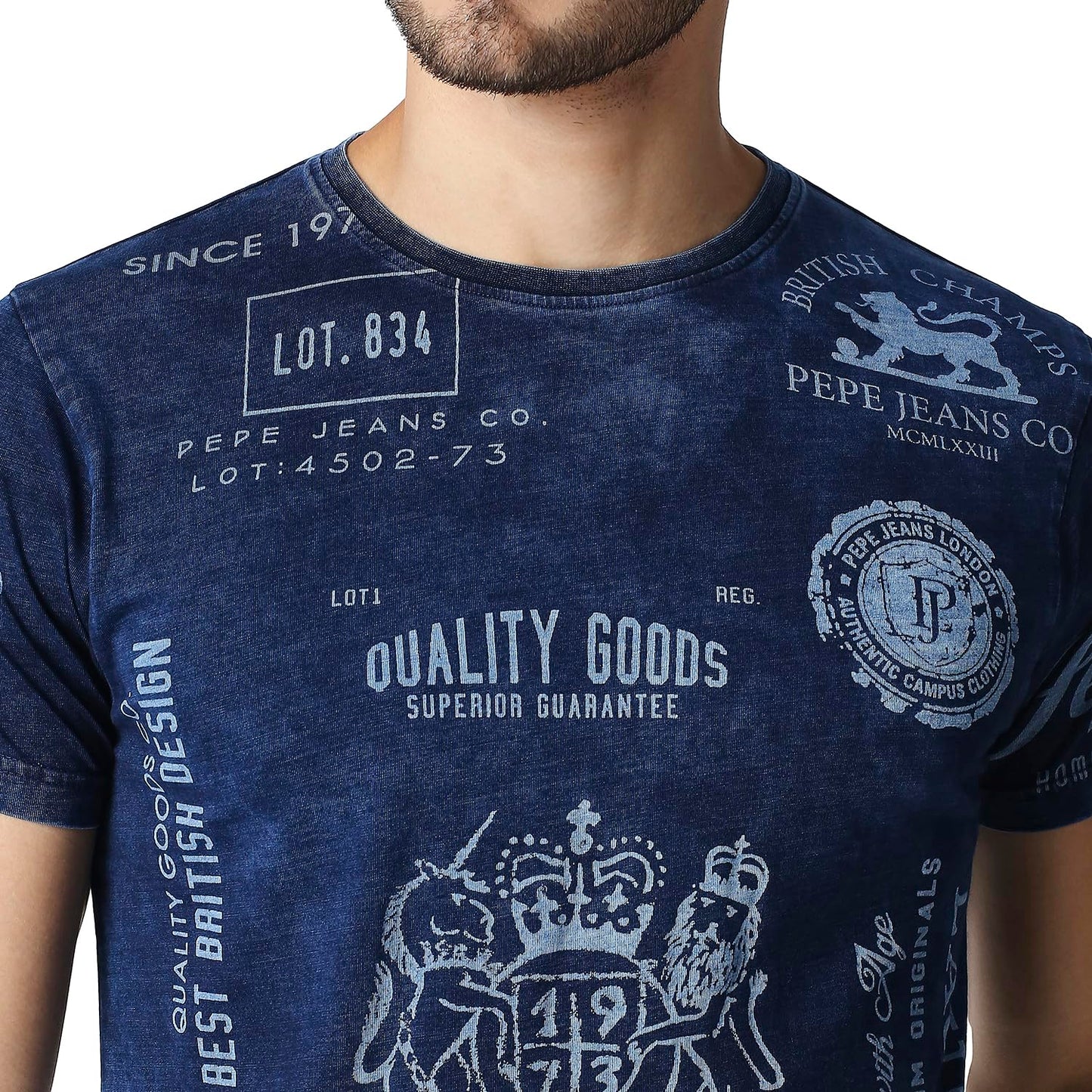 Pepe Jeans Men's Fitted T-Shirt (PM508832_Indigo S)