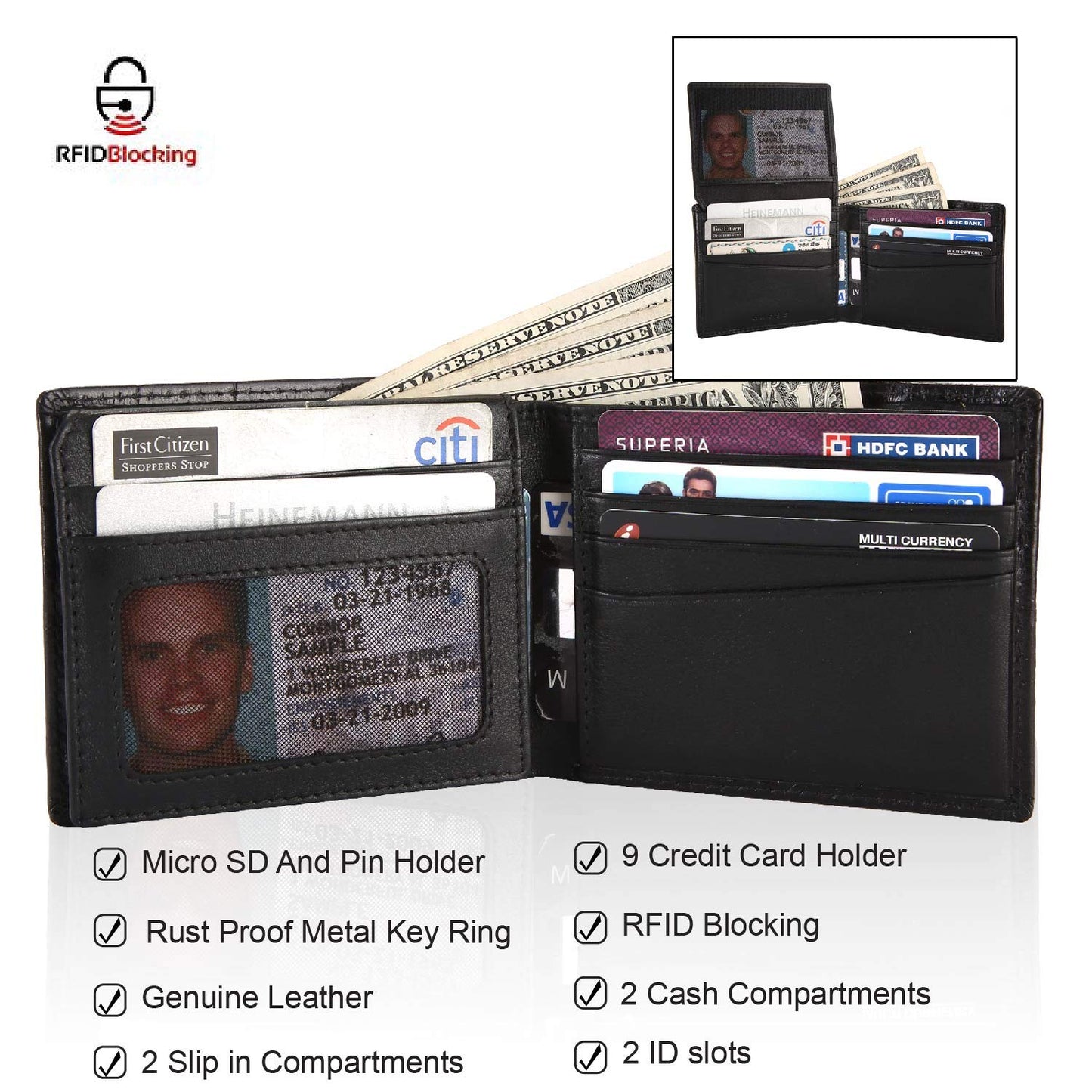 Cross Black Men's Wallet Stylish Genuine Leather Wallets for Men Latest Gents Purse with Card Holder Compartment(AC268799_3-1)