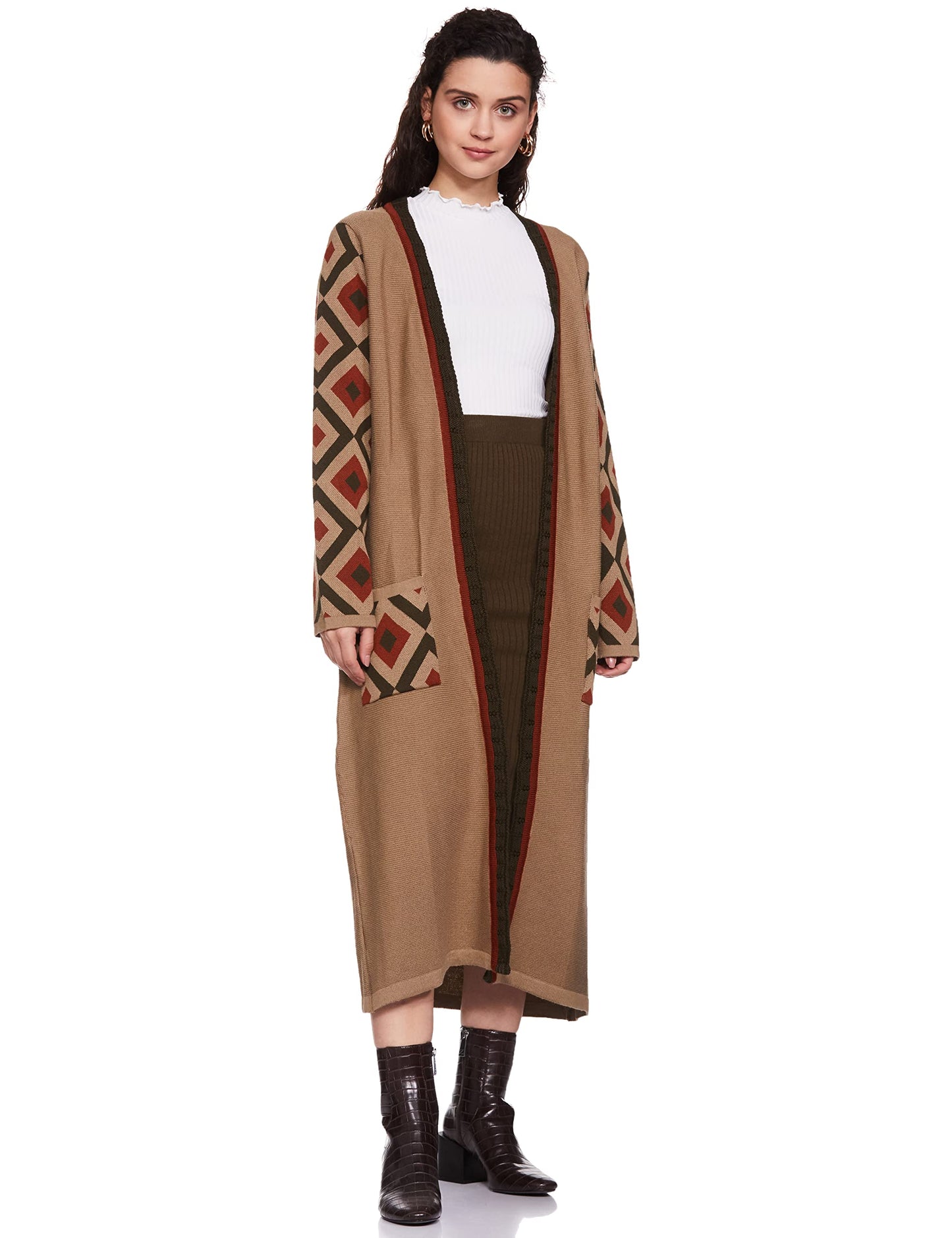 Max Women's Acrylic Casual Shrug Sweater (SRG2605_Beige_L)