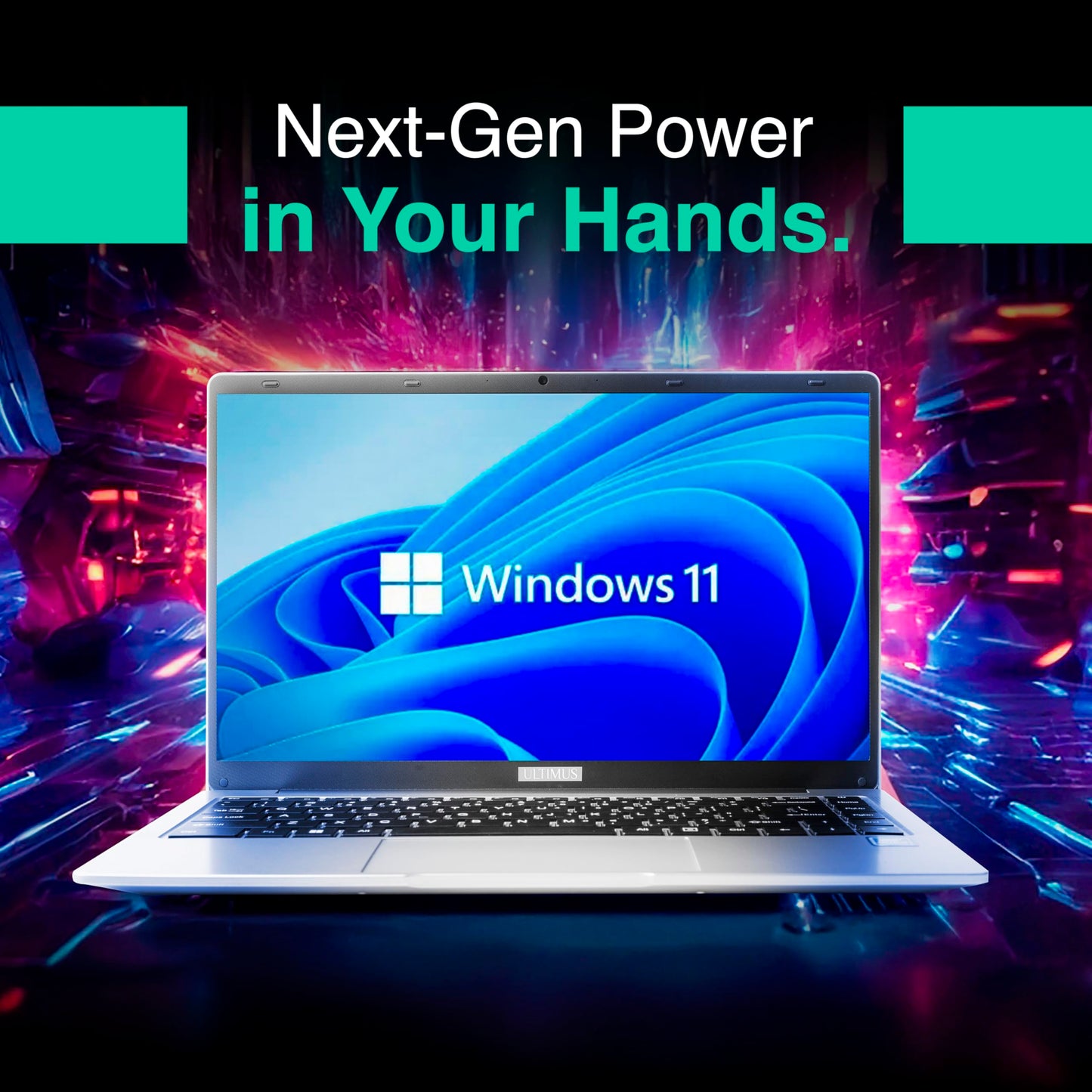 ULTIMUS APEX Laptop Intel Celeron Dual Core 8 GB LPDDR4 512 GB SSD Expandable~1TB 14.1 FHD IPS Laptop Anti-Glare Ultra Thin Bezel 180° Hinge 3.0x3 USB HDMI SD Card Slot Win 11 Home 1.25KG Silver