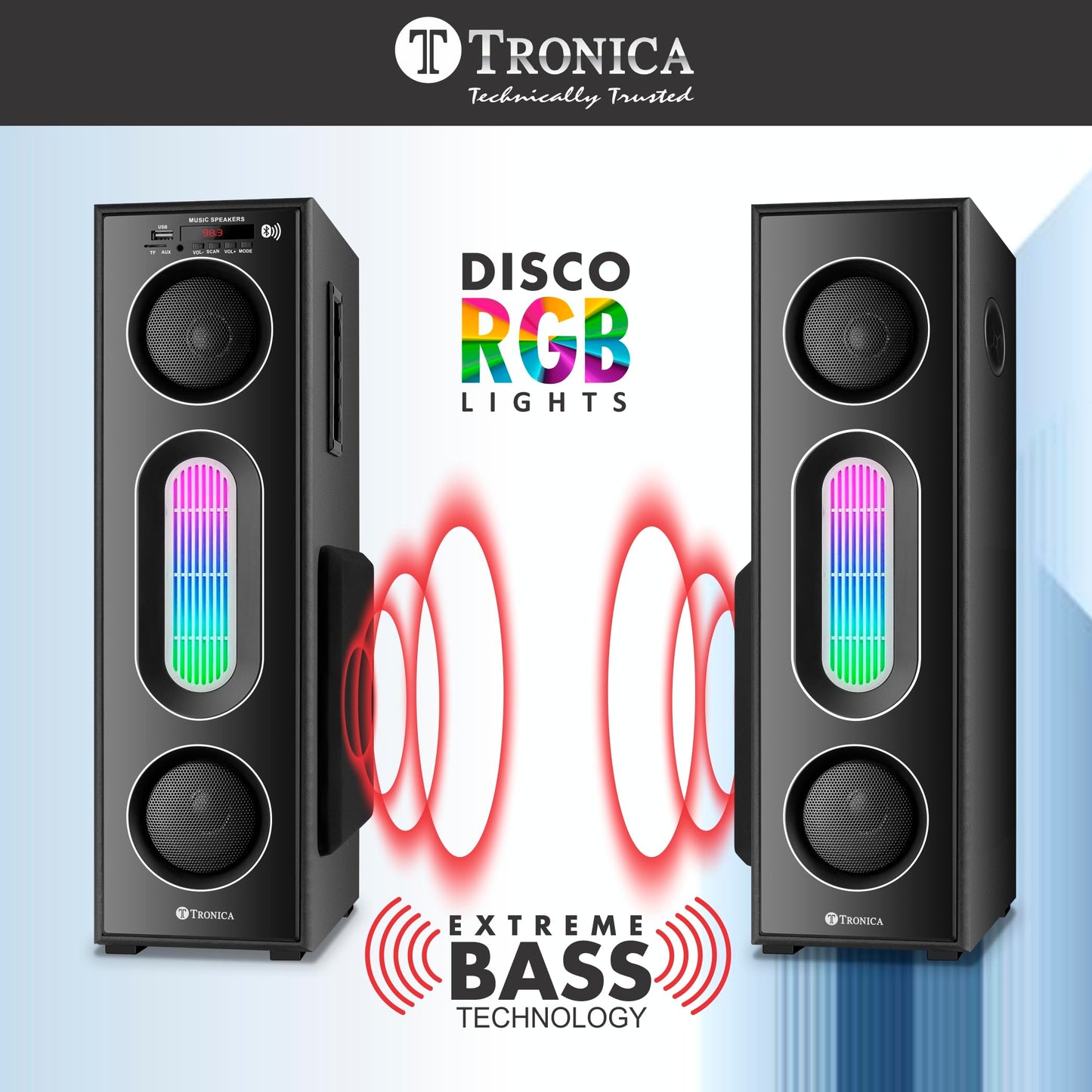 Tronica Brace Dual Tower Bluetooth 70w Home Theater System by TRONICA with FM/Pendrive/Aux/TV Support & Remote with Wireless Mic