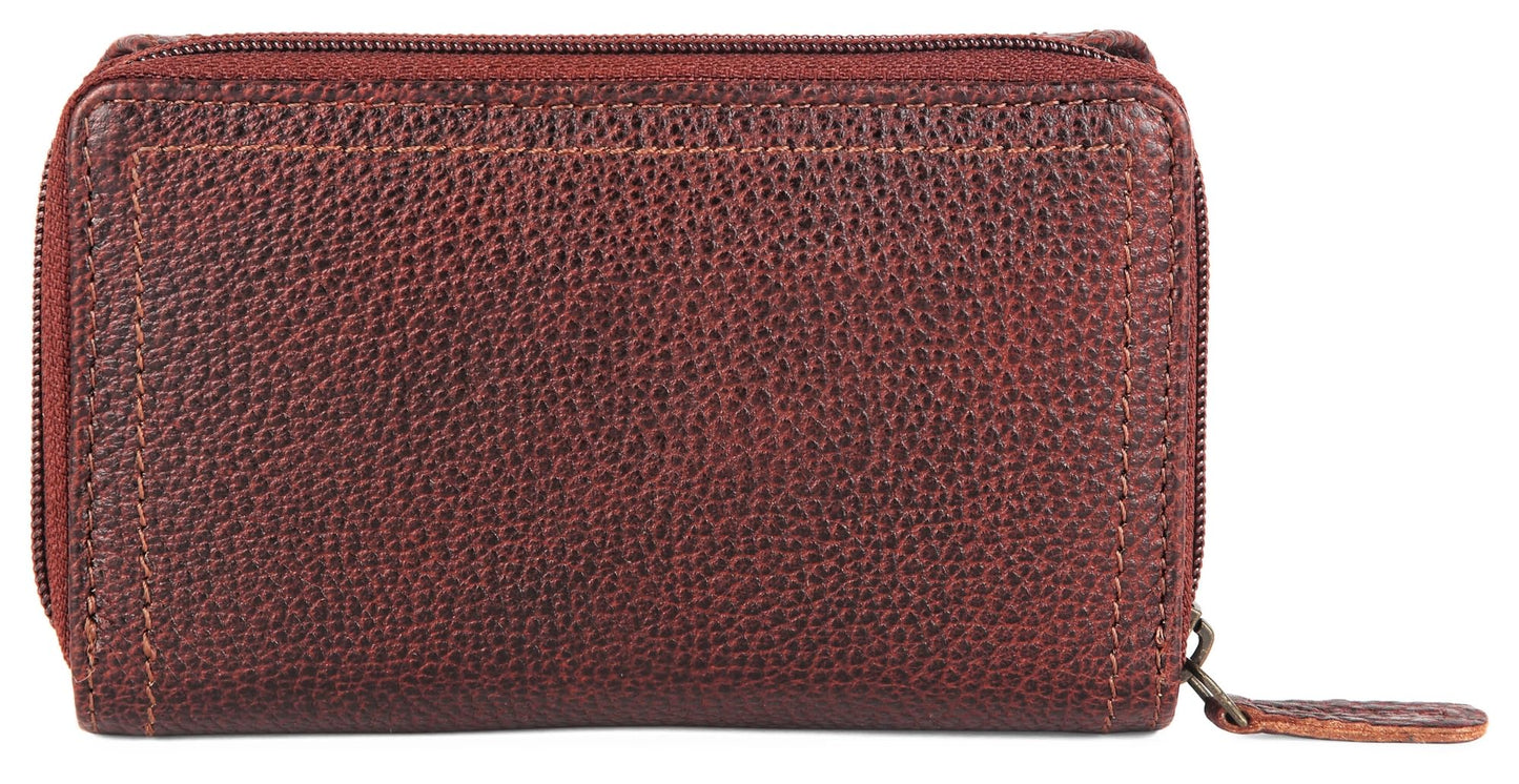 WildHorn Genuine Leather Ladies Wallet – Elegant Women's Clutch Purse with 10 Card Slots, Perfect for Daily Use (Bombay Brown)