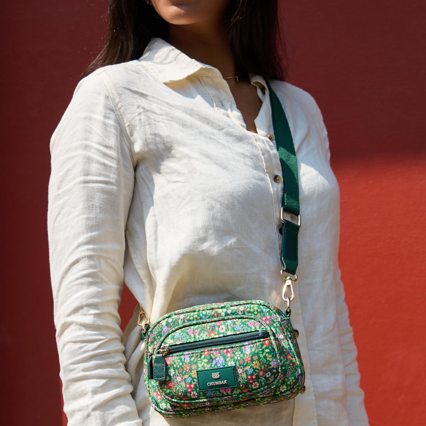 Chumbak Shehar Mini Sling - Bloomscape, Digital Nomad, Phone Sling Bag for Women and Girls, Crossbody Pocket Purse Bag, Adjustable Strap, Mini Makeup Pouch