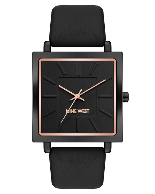 Nine West Women's Strap Watch, Black/Gunmetal Grey, NW/2923GYBK