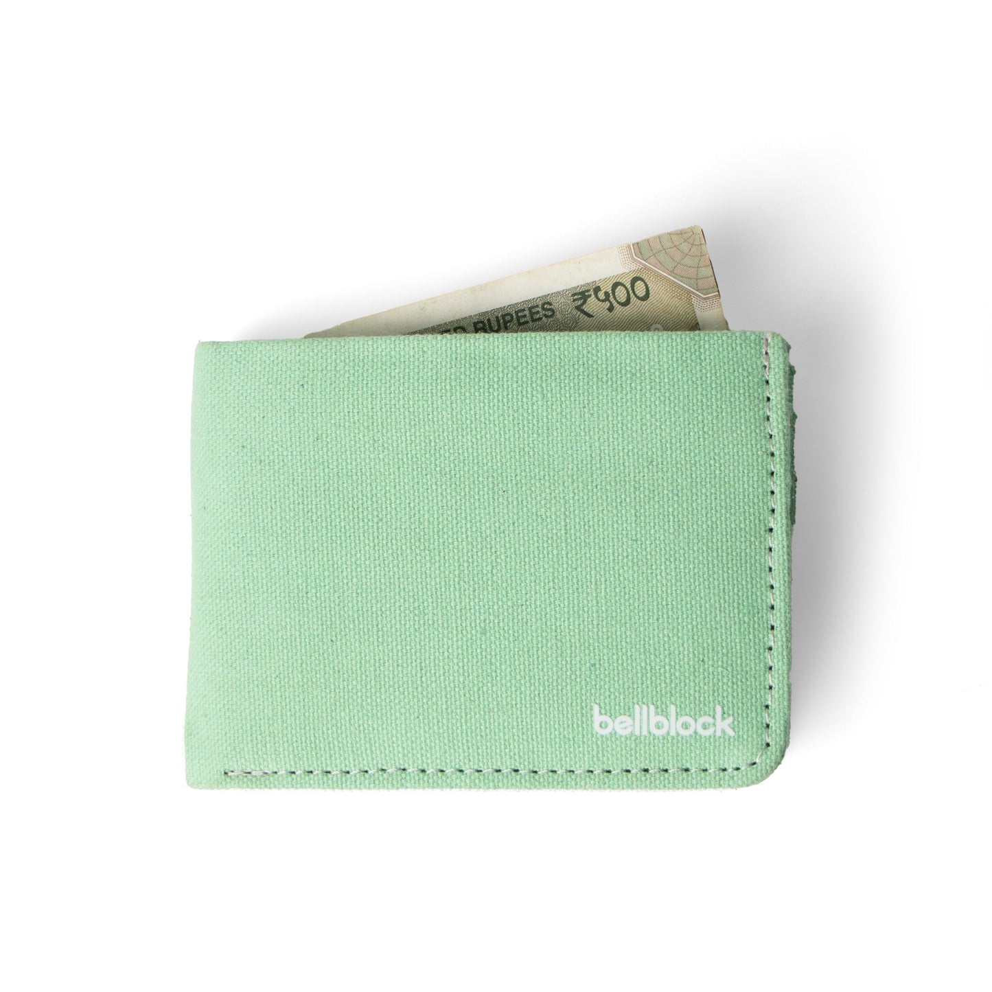 Bellblock Canvas Minimal Wallet for Men | Slim Handcrafted Mens Wallet | with Sim, Mobile Pin & Hidden Extra Card Slots | Cotton Canvas | Tea Green (Pack of 1)