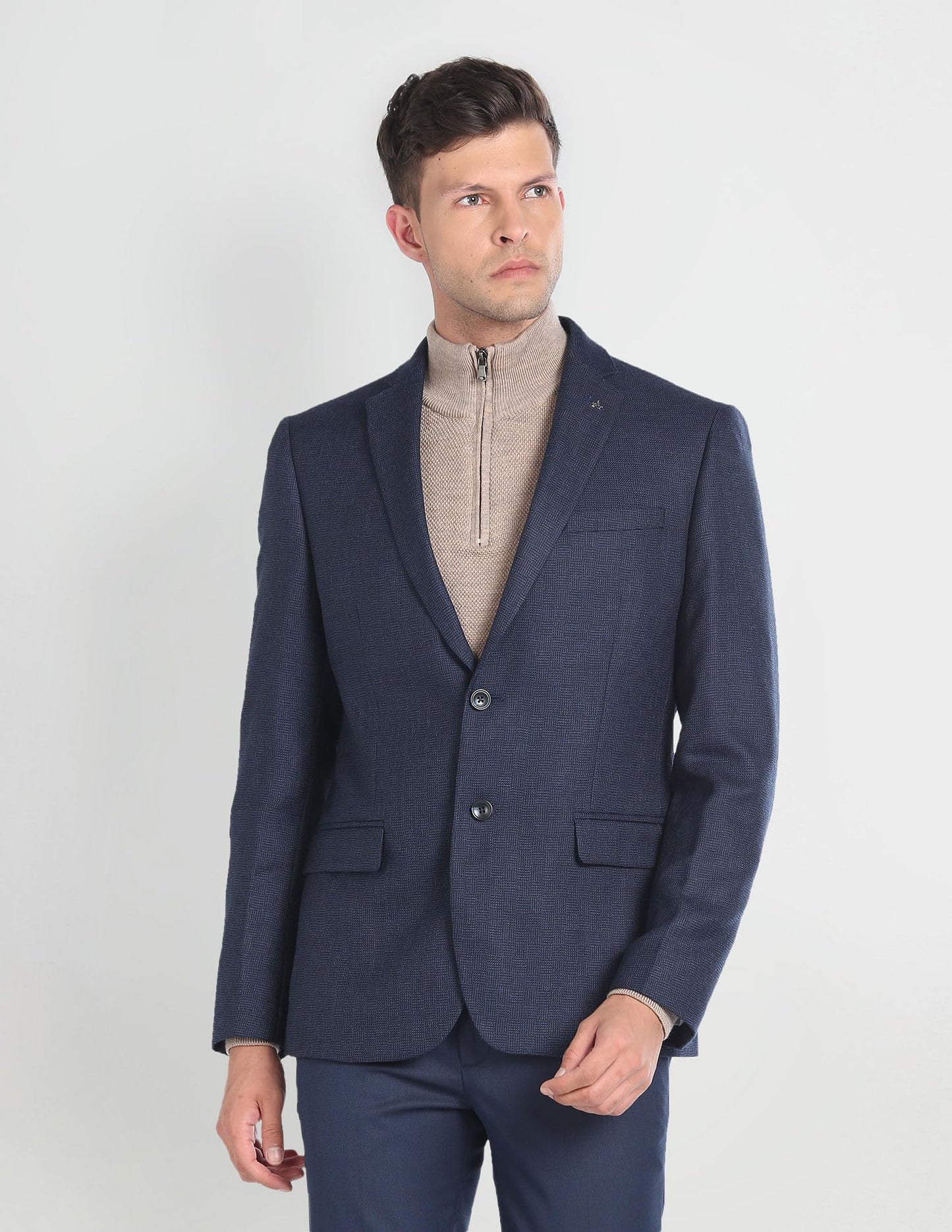 Arrow Men's Single Breasted Regular Blazer (ARAGBZ5075_Navy Blue